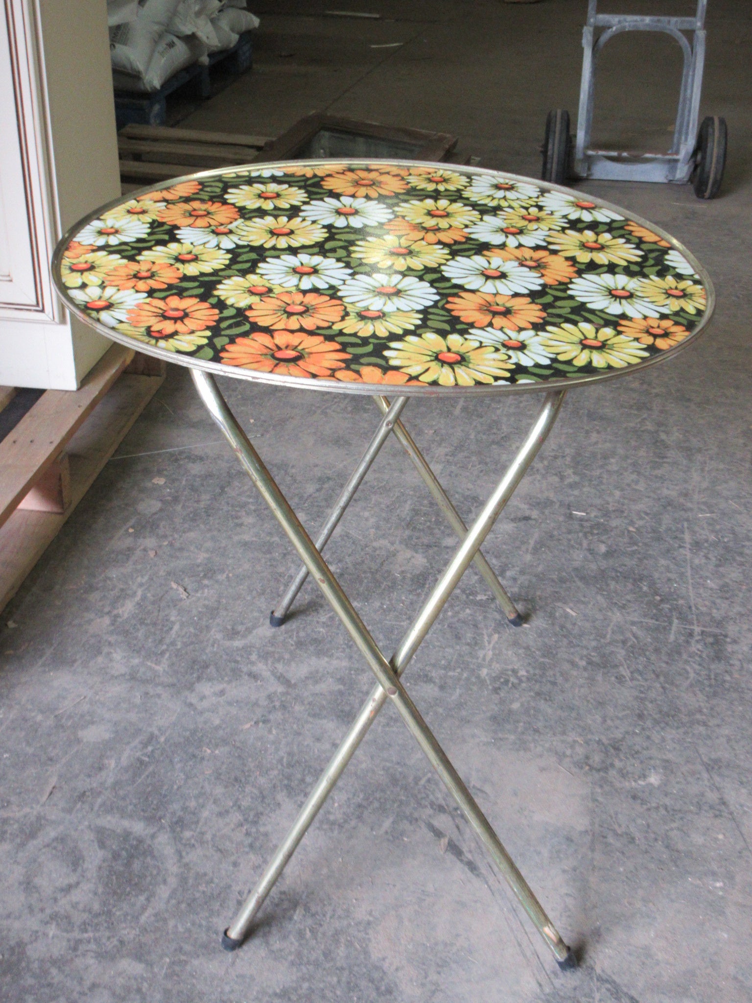 Vintage Collapsible Floral Table