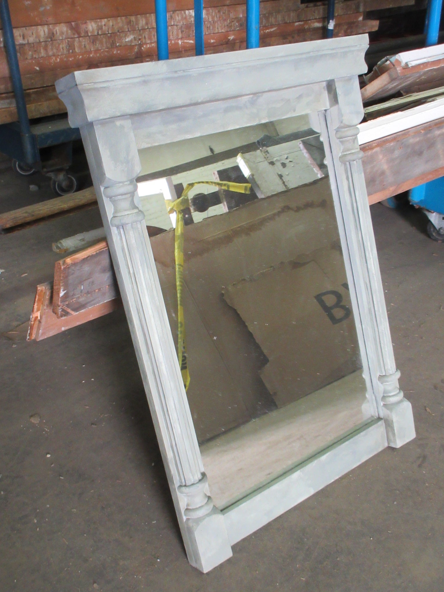 Distressed Grey Wall Mirror
