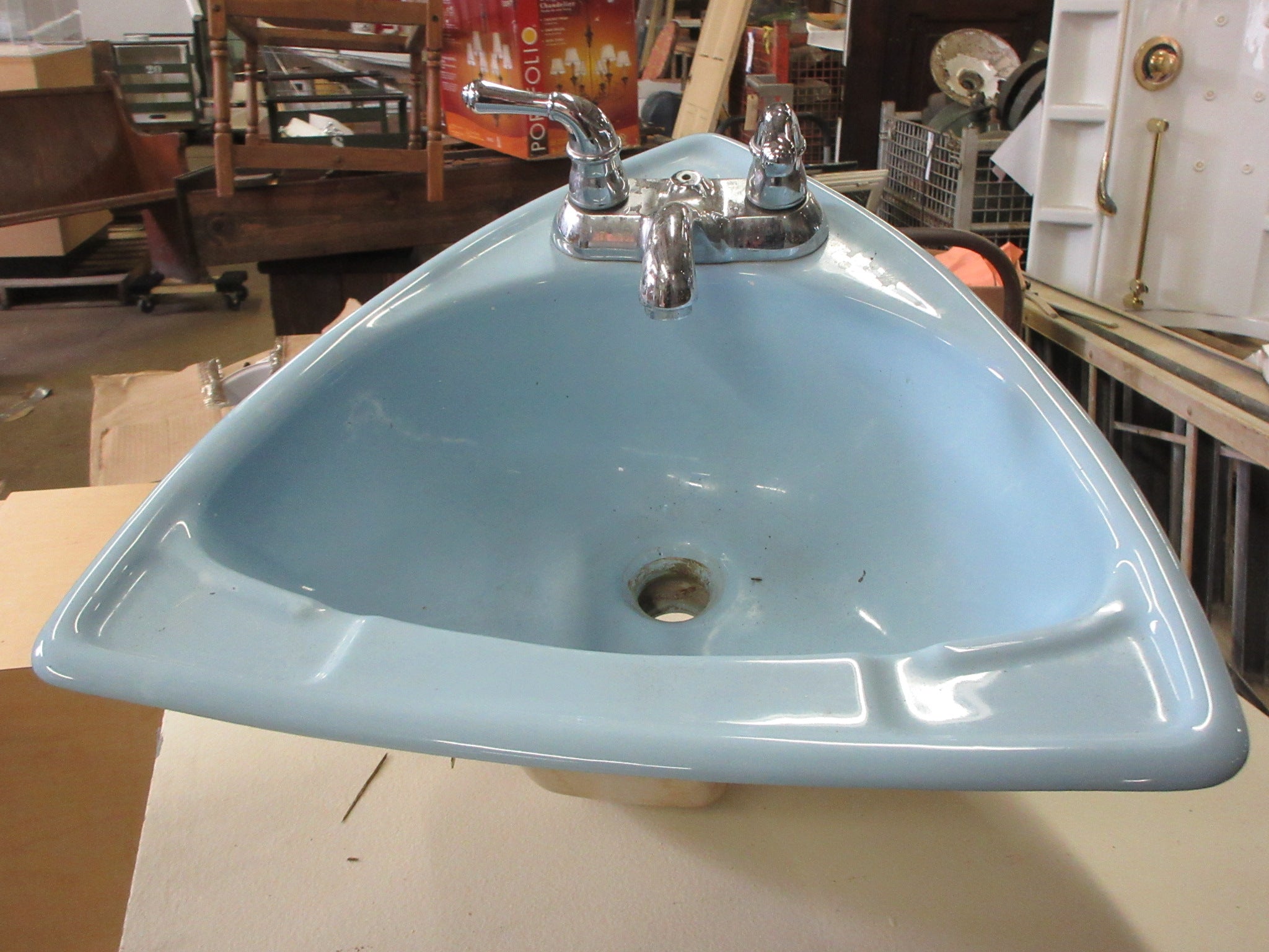 Mid Century Powder Blue Triangle Drop In Sink