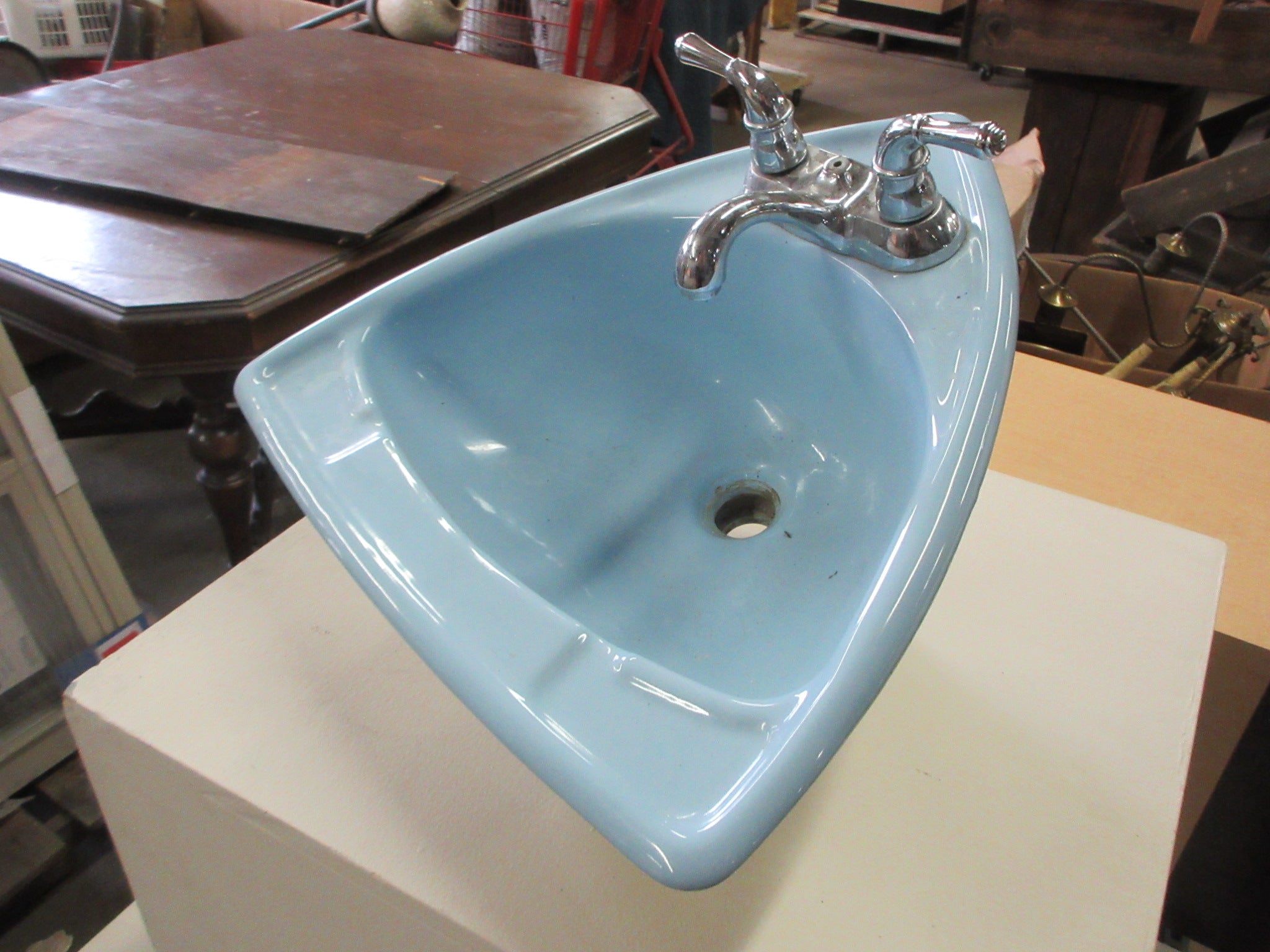 Mid Century Powder Blue Triangle Drop In Sink