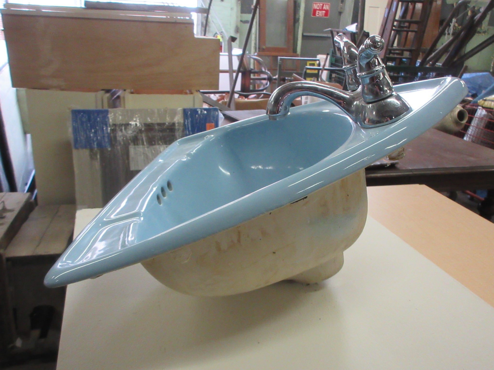 Mid Century Powder Blue Triangle Drop In Sink