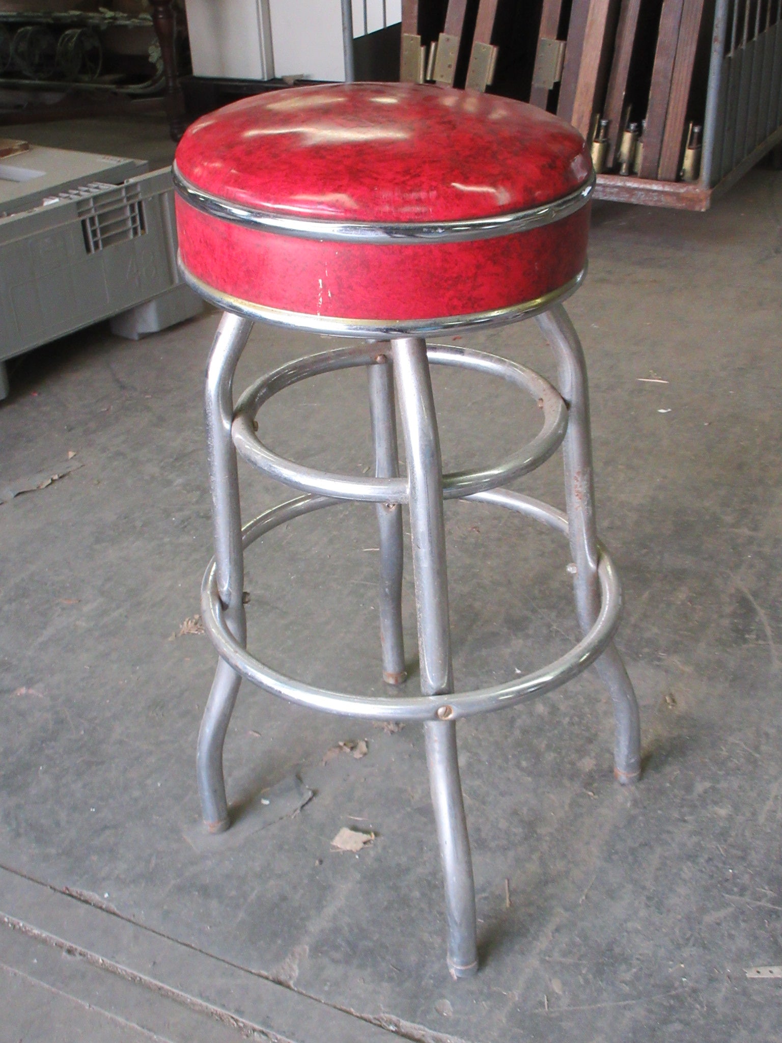 Vintage Chrome and Vinyl Stool