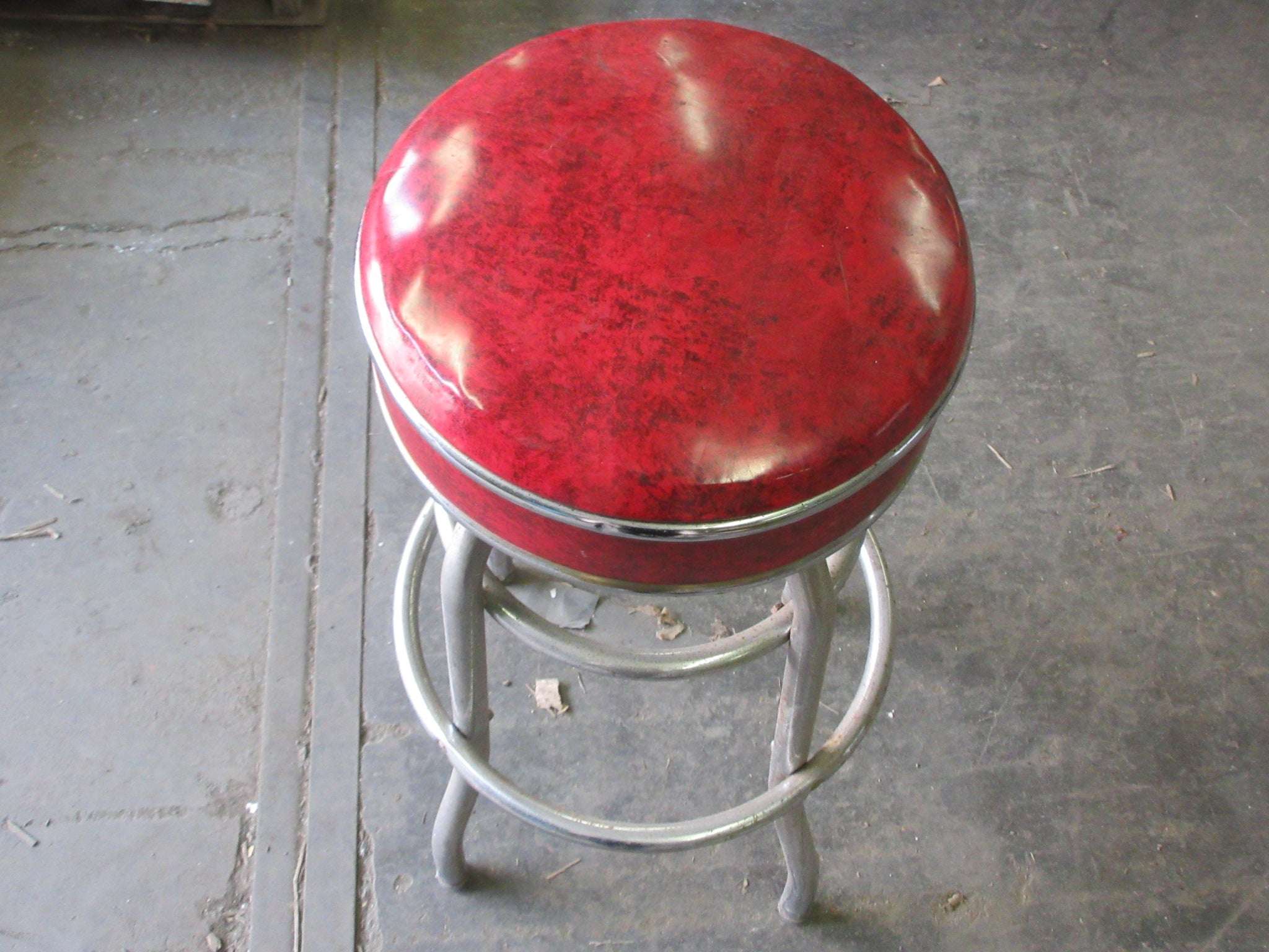 Vintage Chrome and Vinyl Stool