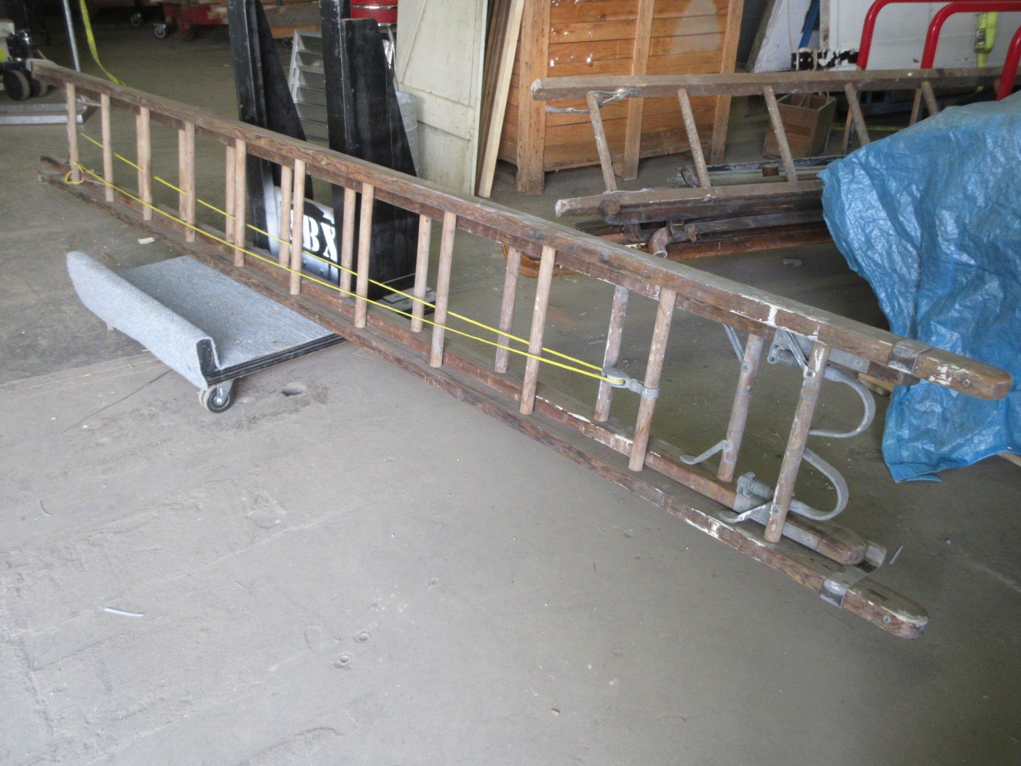 Vintage Extendable 24' Wooden Ladder (DISPLAY ONLY)