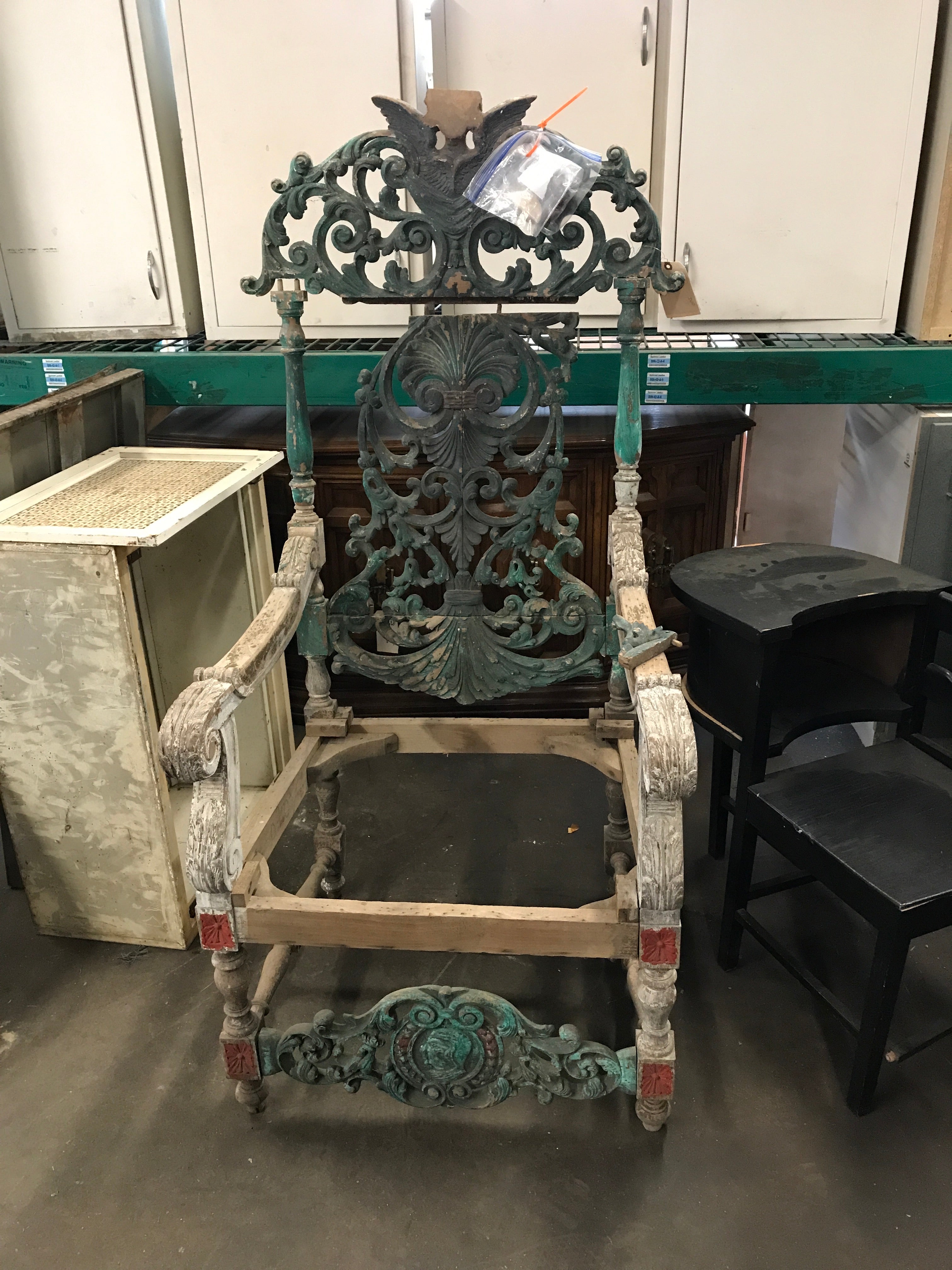 Large Carved Wood Chair
