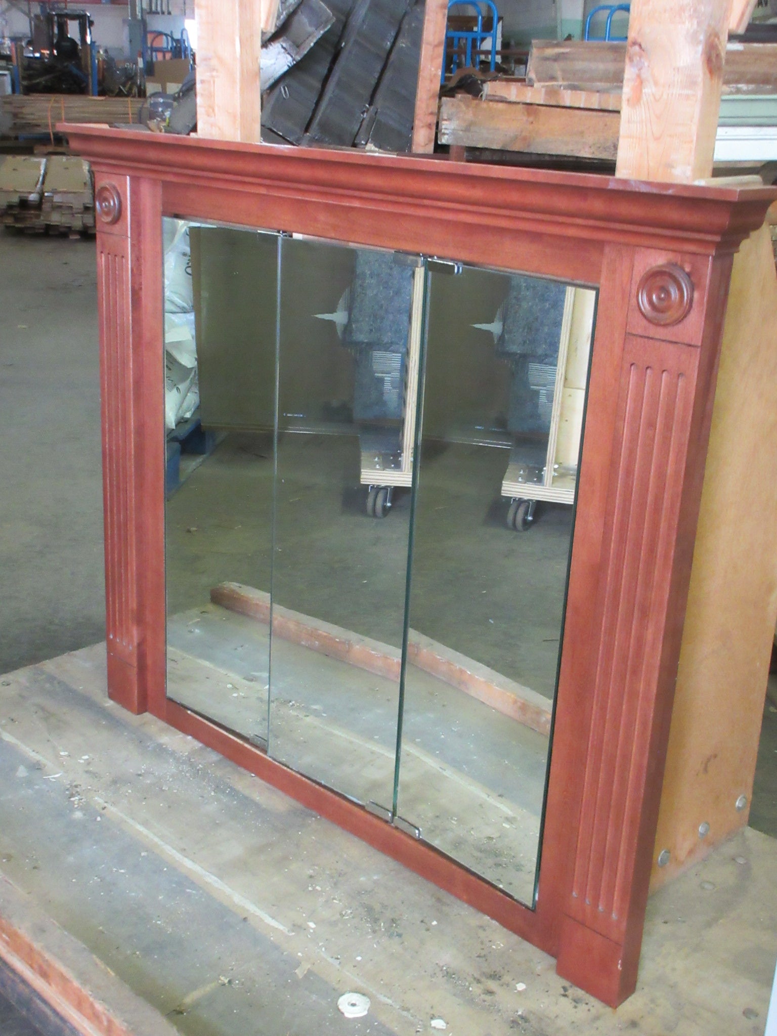 Three Panel Mirrored Recessed Vanity Cabinet