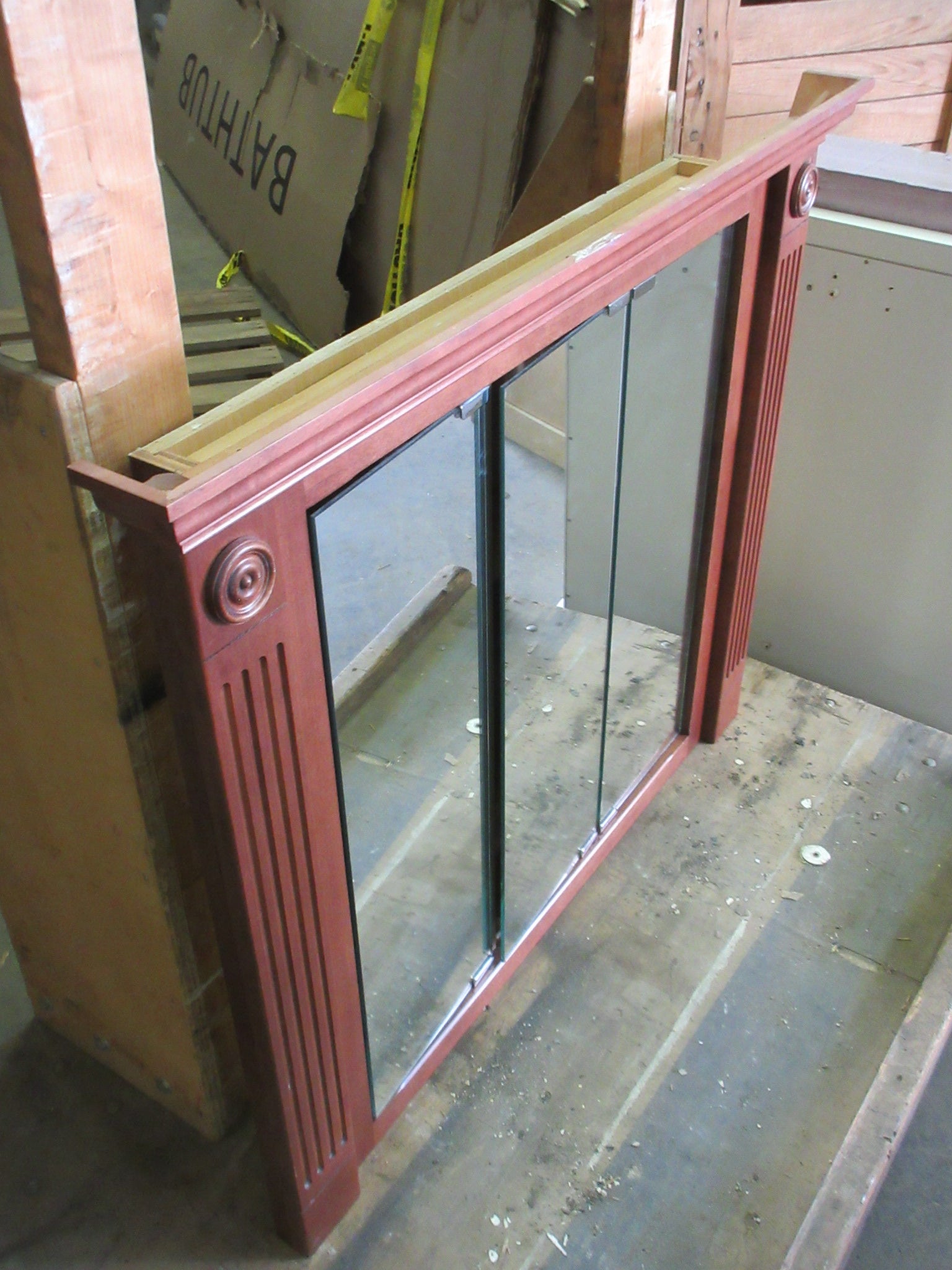 Three Panel Mirrored Recessed Vanity Cabinet