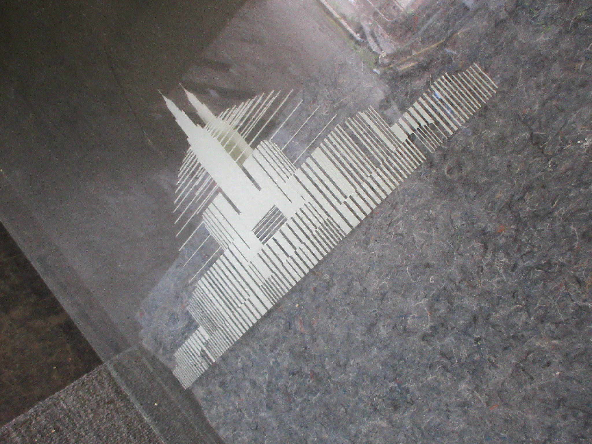 Glass Pane with Terminal Tower Outline