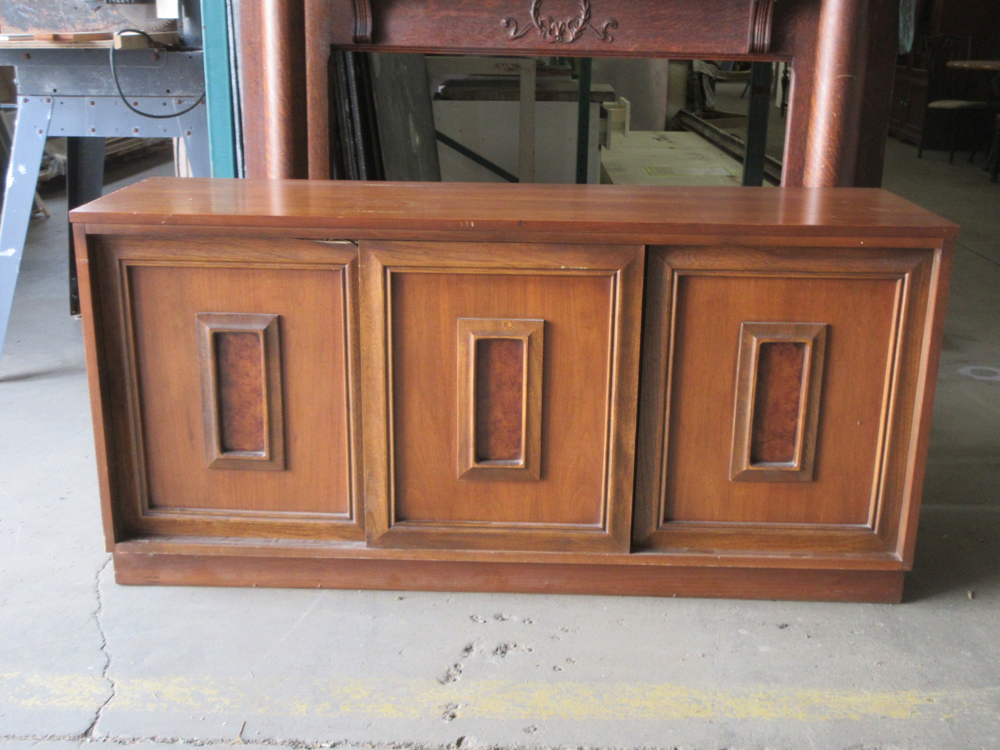 Mid Century Sliding Door Credenza Cabinet