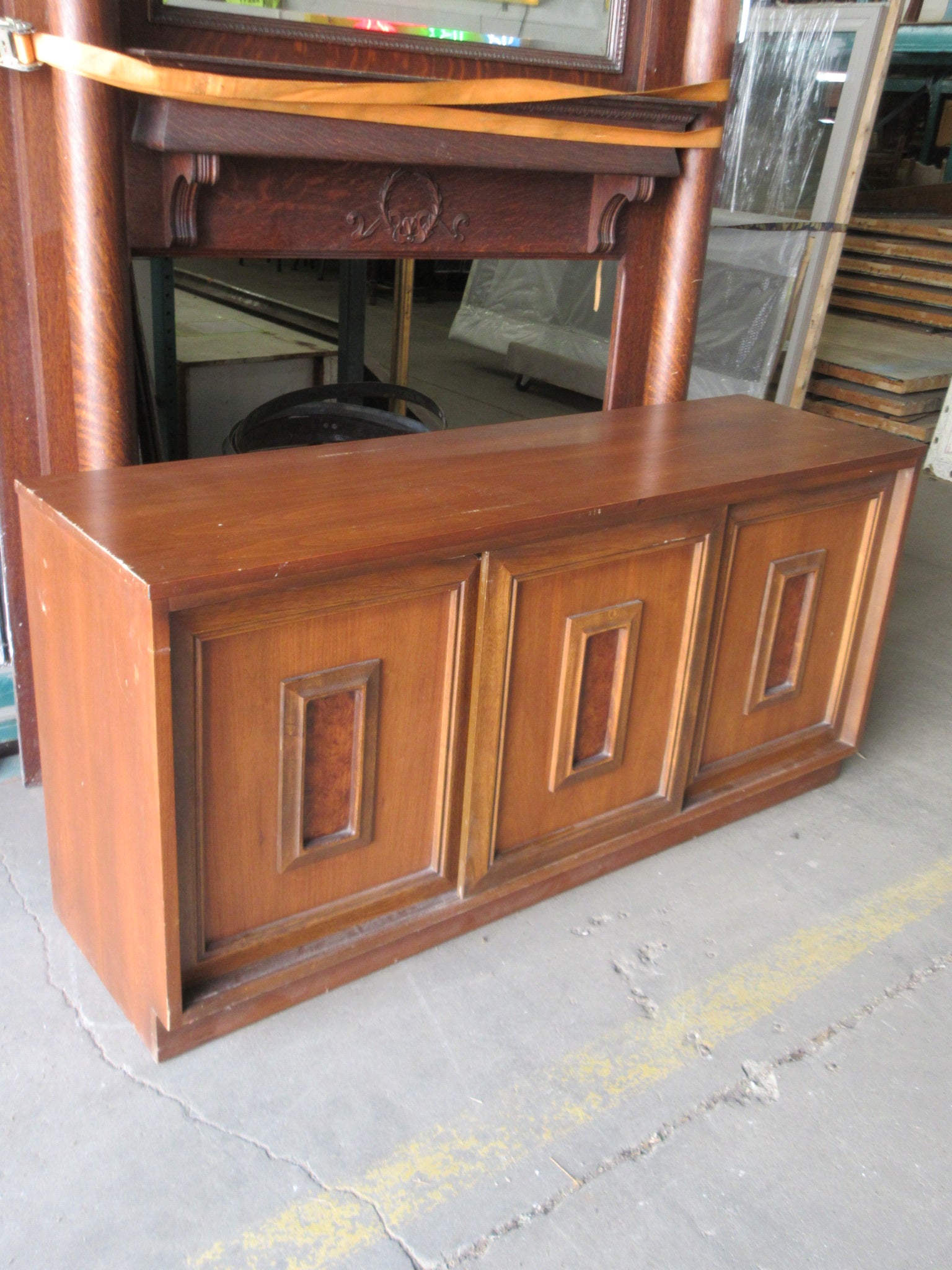Mid Century Sliding Door Credenza Cabinet