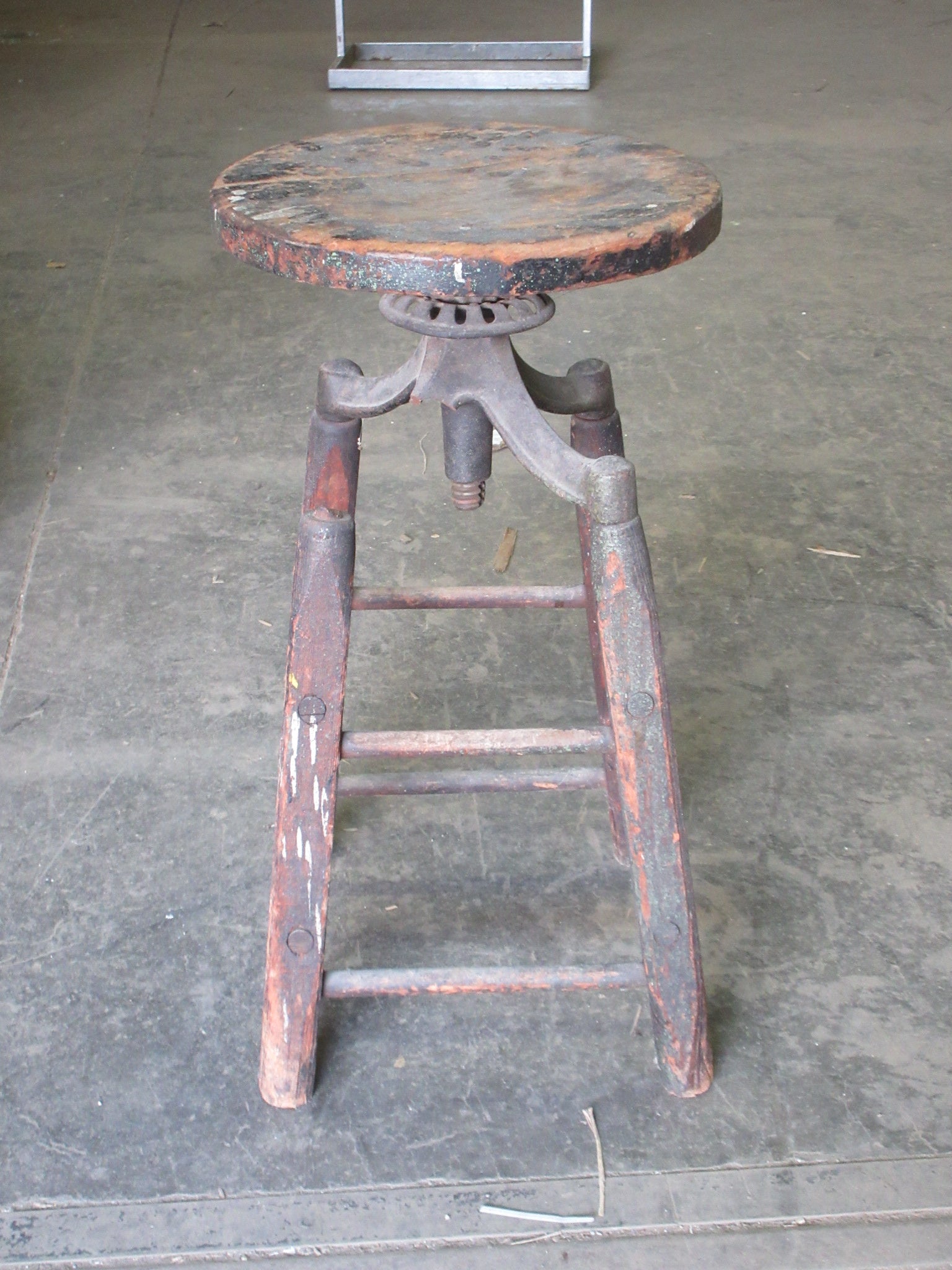 Antique Machinist Adjustable Swivel Stool