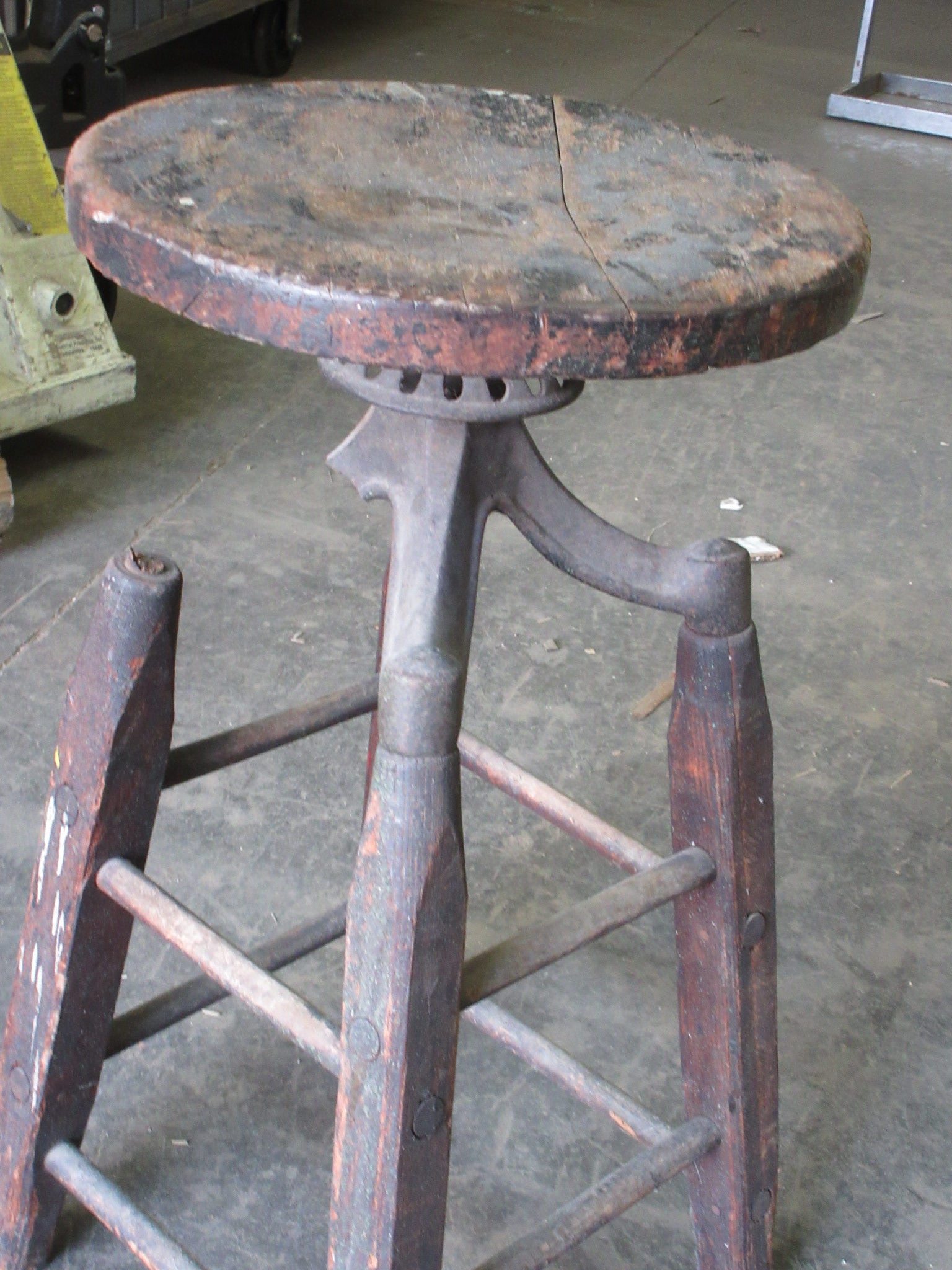 Antique Machinist Adjustable Swivel Stool