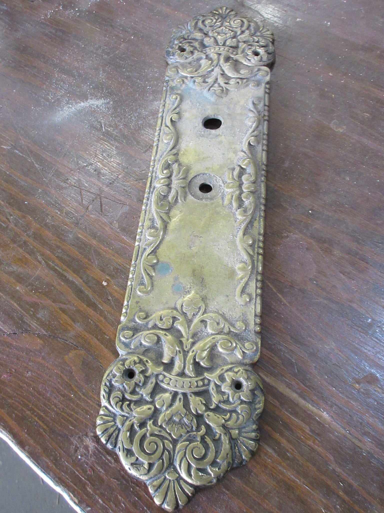 Antique Brass Door Plate 16 1/4"