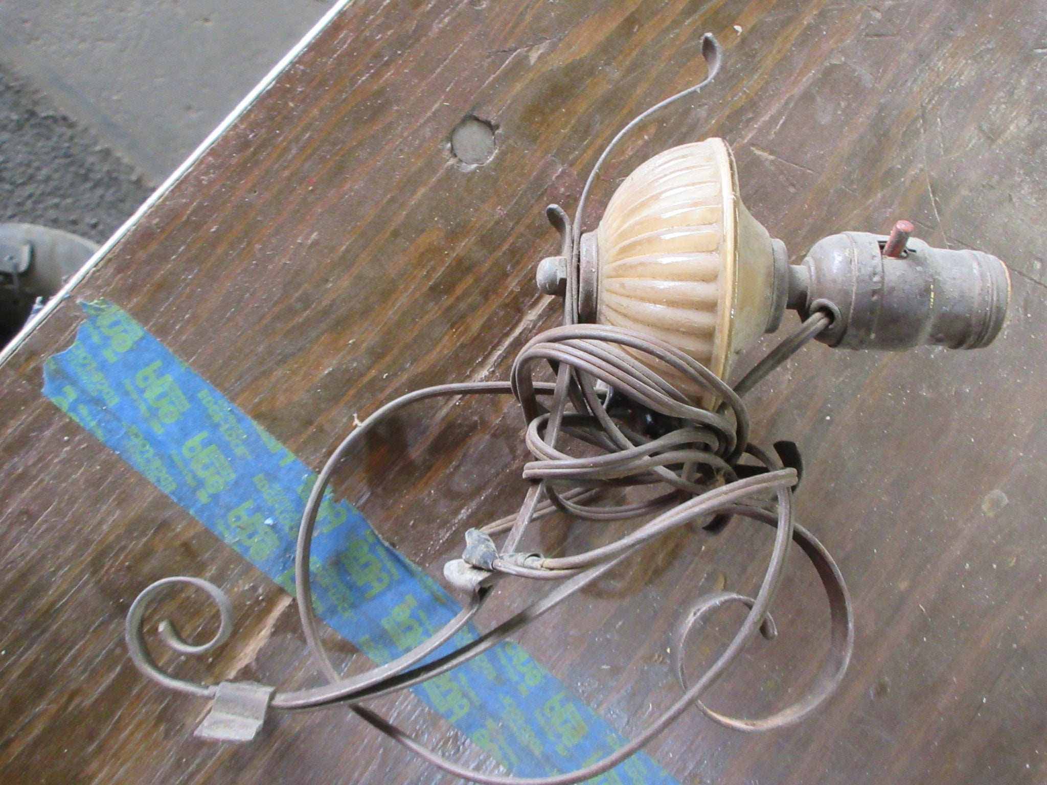 Vintage Wall Mount Glass and Metal Light Fixture