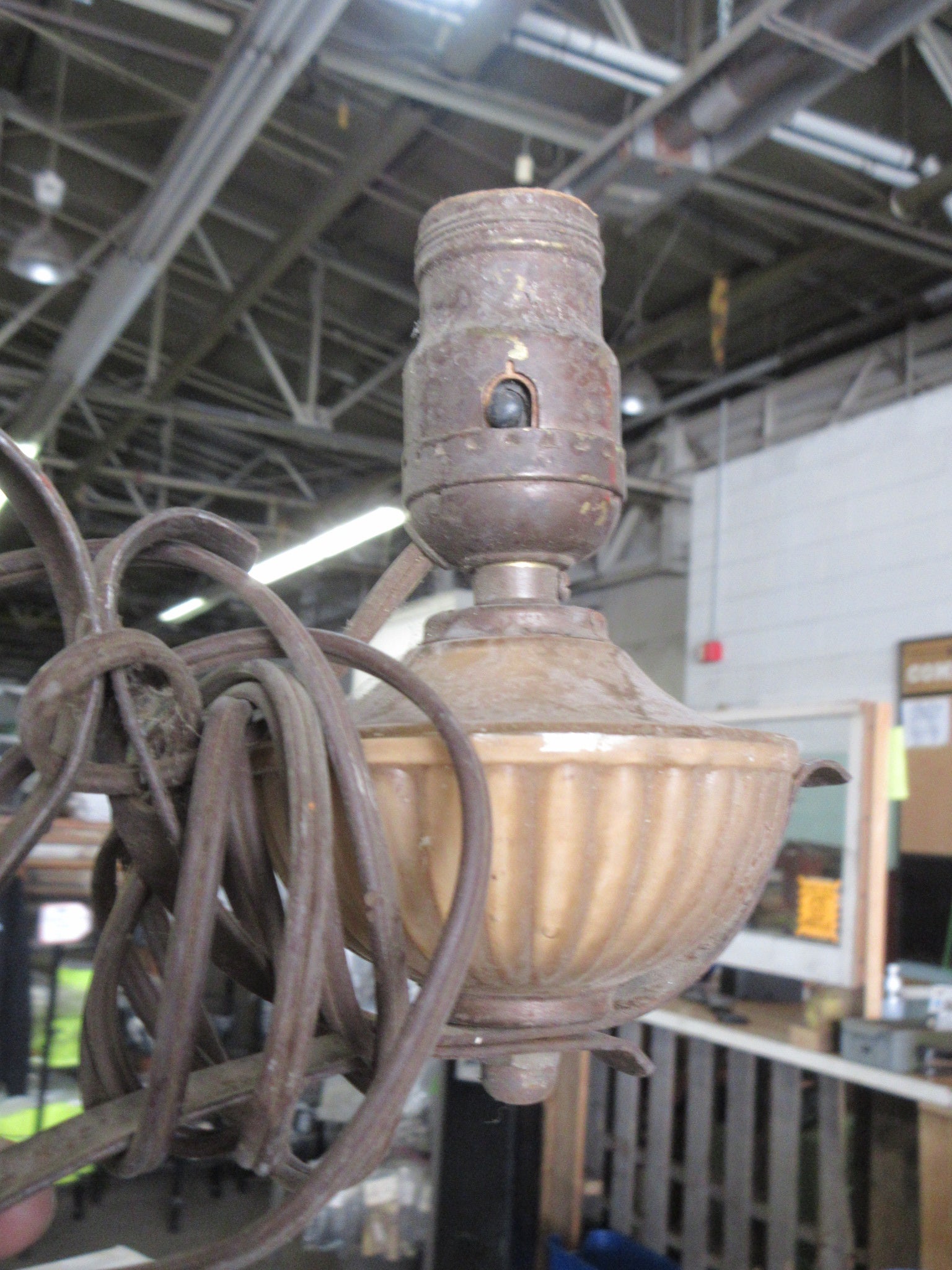 Vintage Wall Mount Glass and Metal Light Fixture