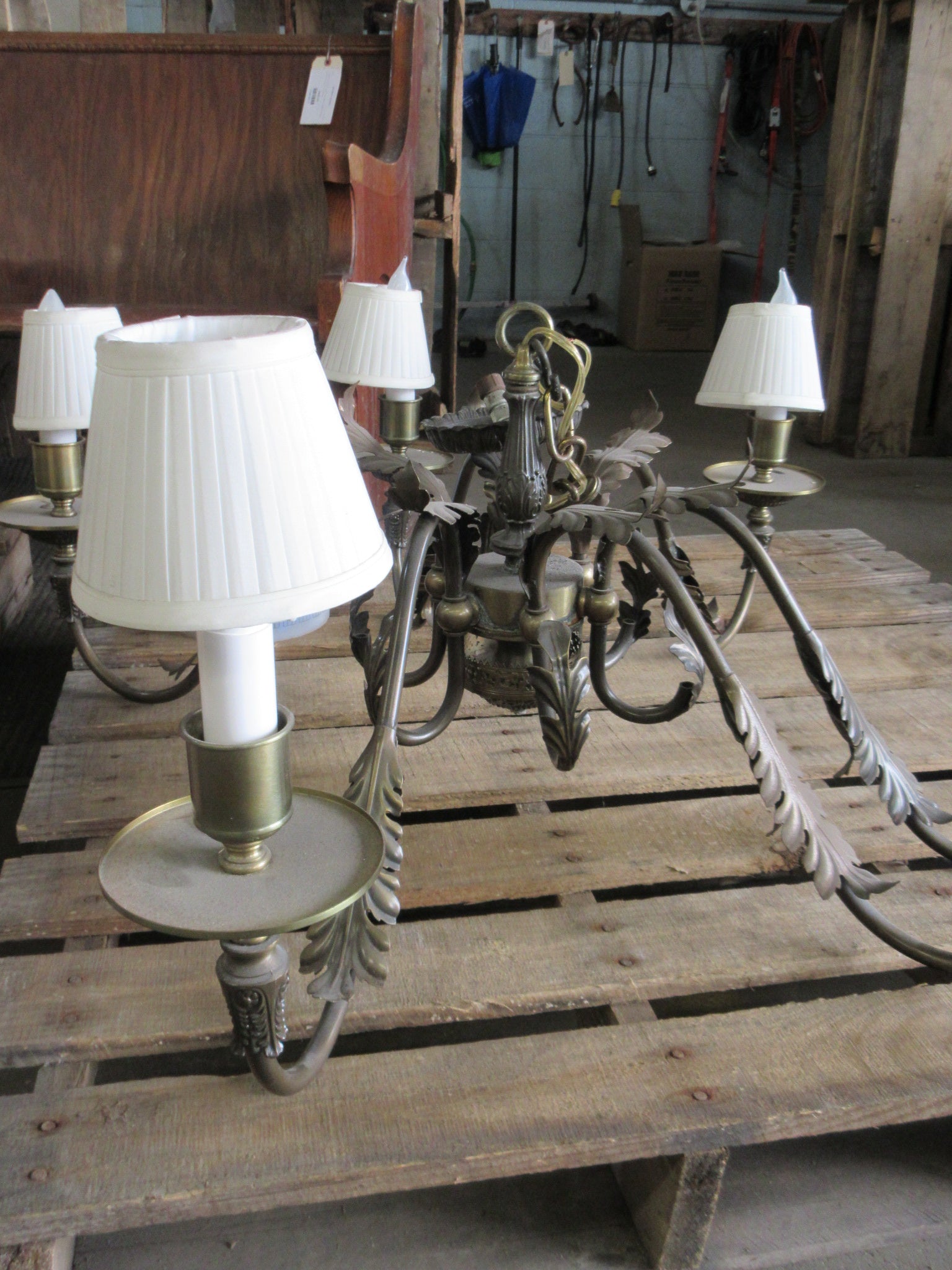 Six Light Chandelier with Leaf Embellishment