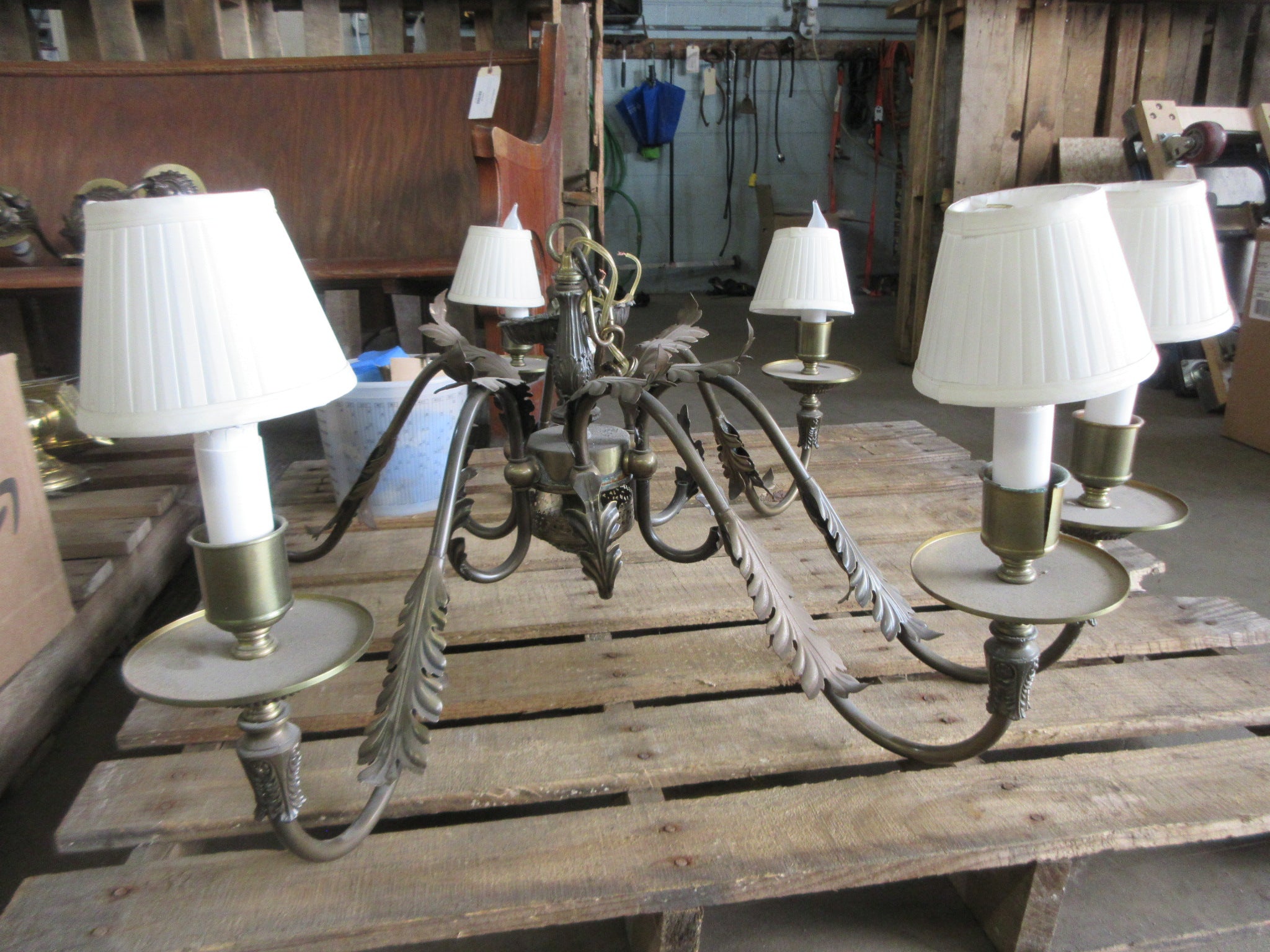 Six Light Chandelier with Leaf Embellishment