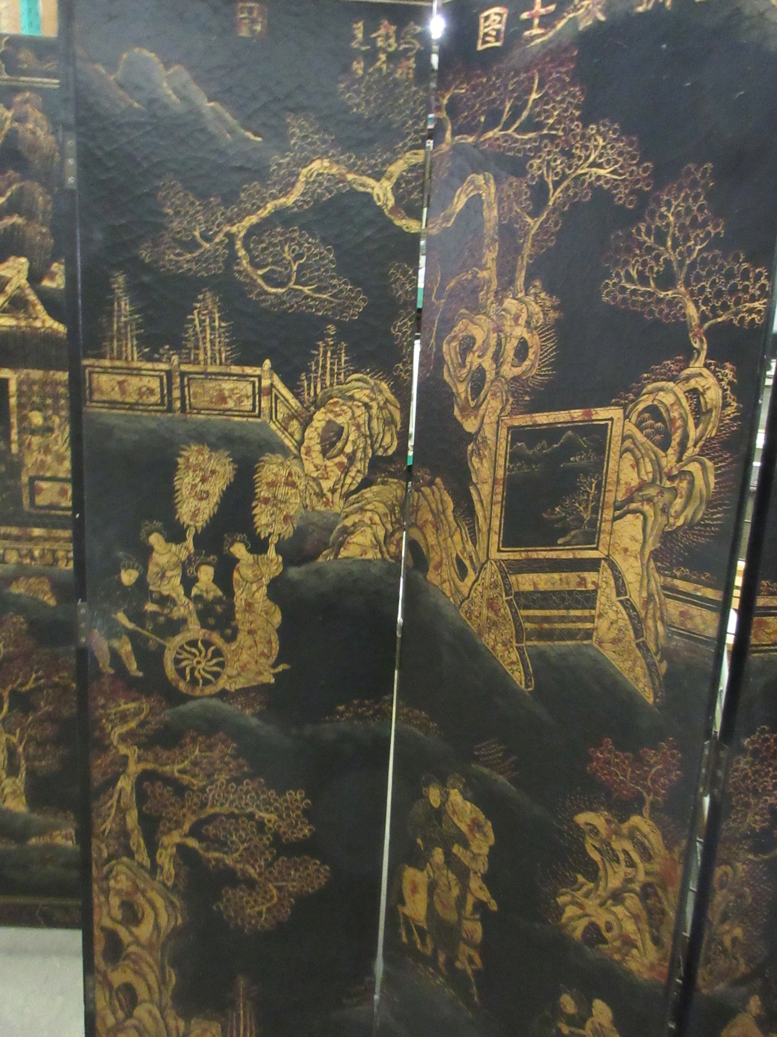 Vintage Six Panel Hand Painted Room Divider