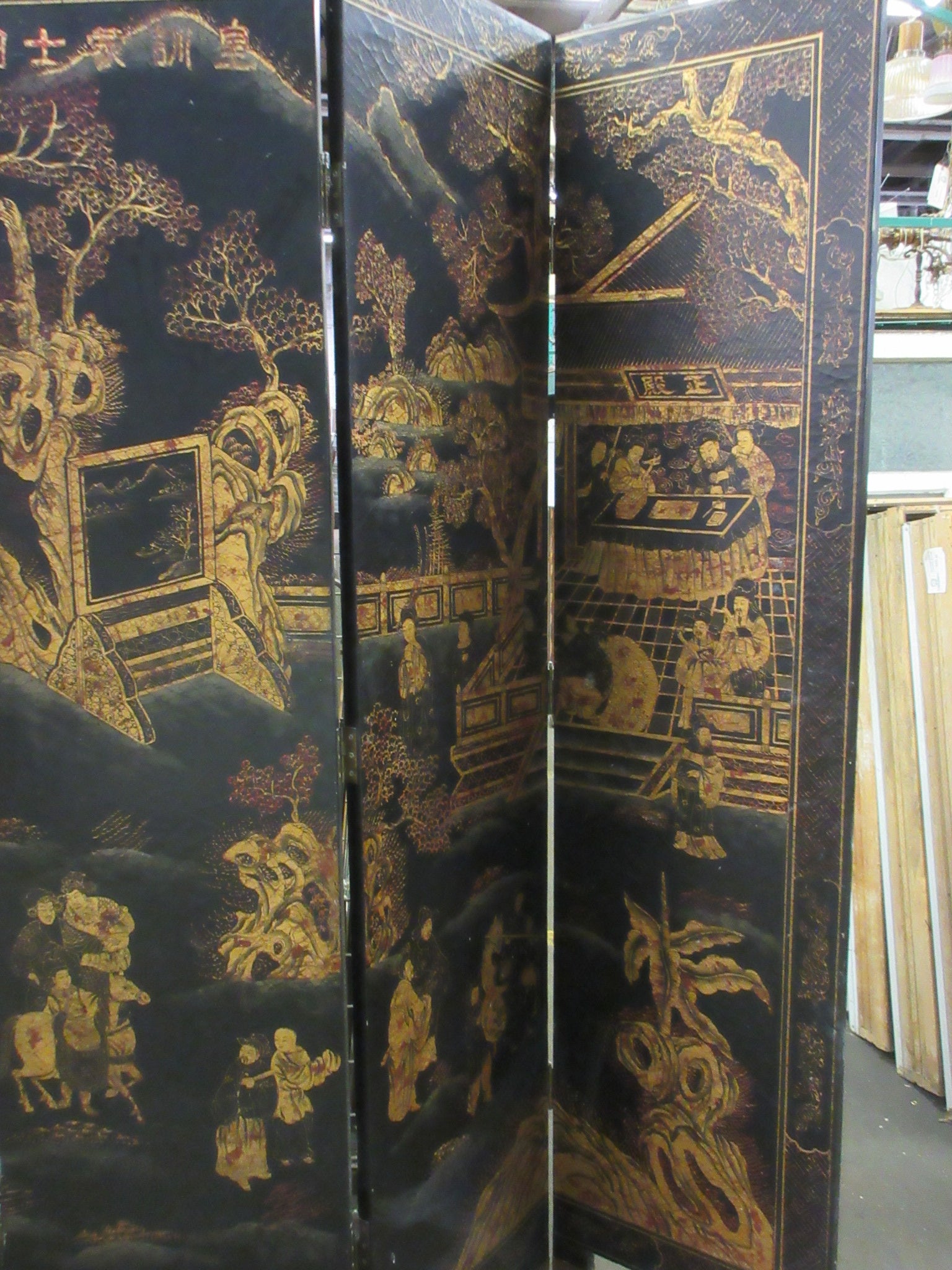 Vintage Six Panel Hand Painted Room Divider