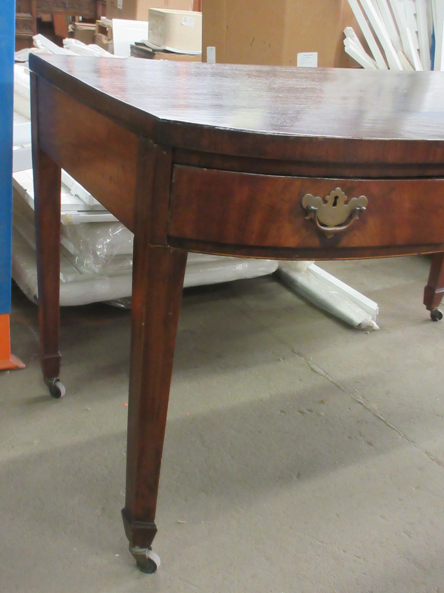 Antique Three Drawer Desk on Rolling Casters