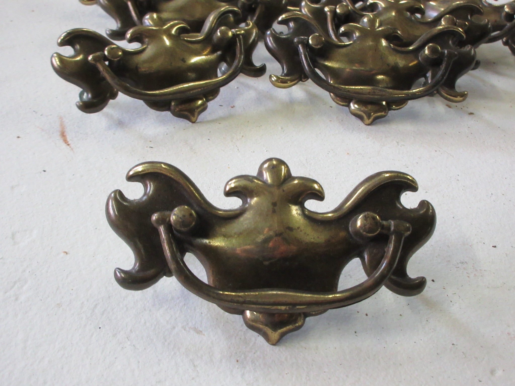 Vintage Chippendale Style Brass Pull Handles (Set of 8)