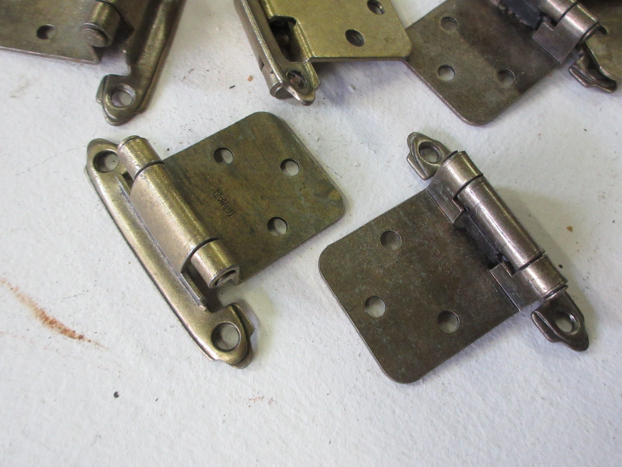 Brass Finish Metal Flush Hinges (Lot of 12 with Hardware)
