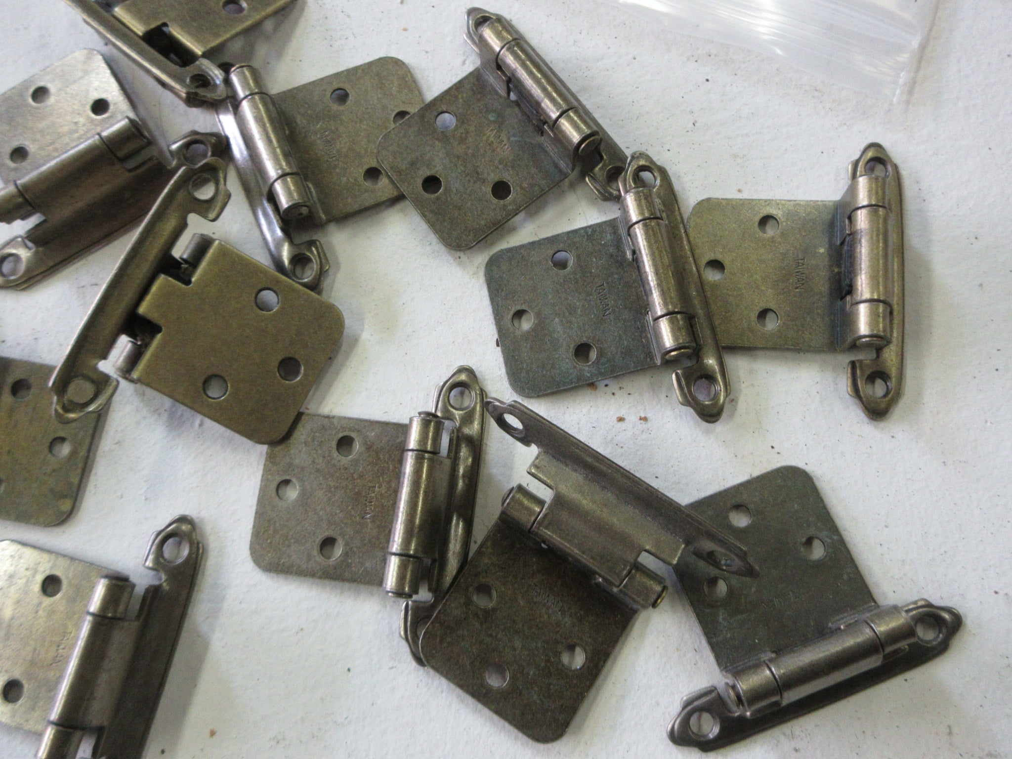 Brass Finish Metal Flush Hinges (Lot of 12 with Hardware)