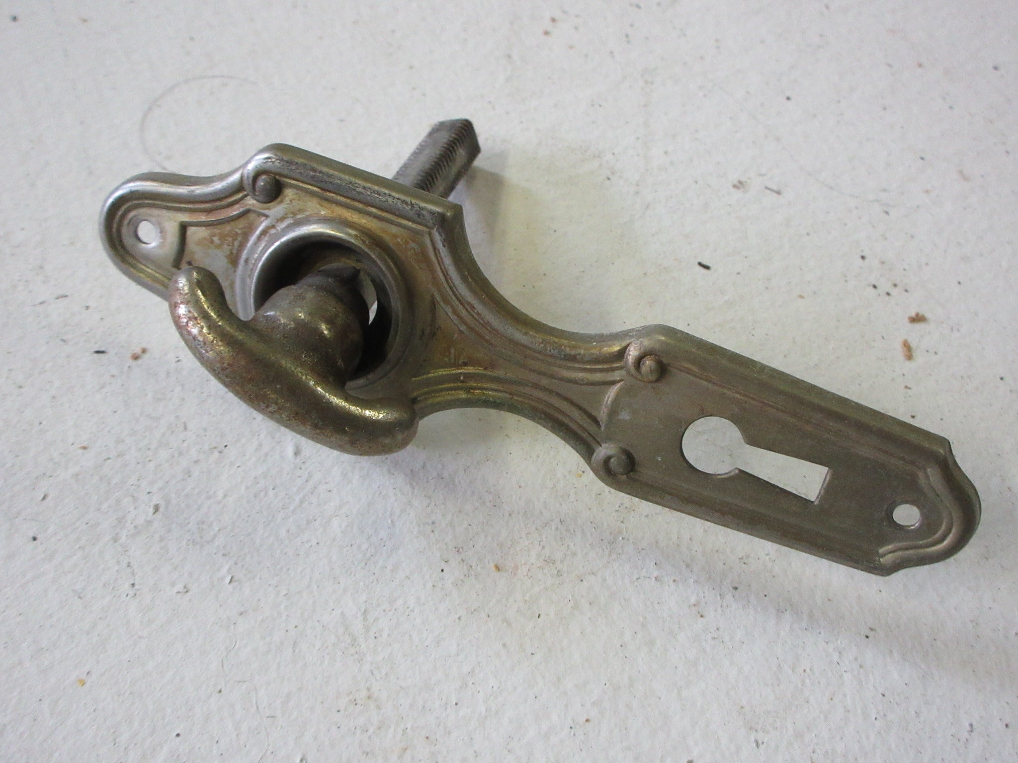 Vintage Brass Thumb Turn Lock and Backplate (Two Pieces)