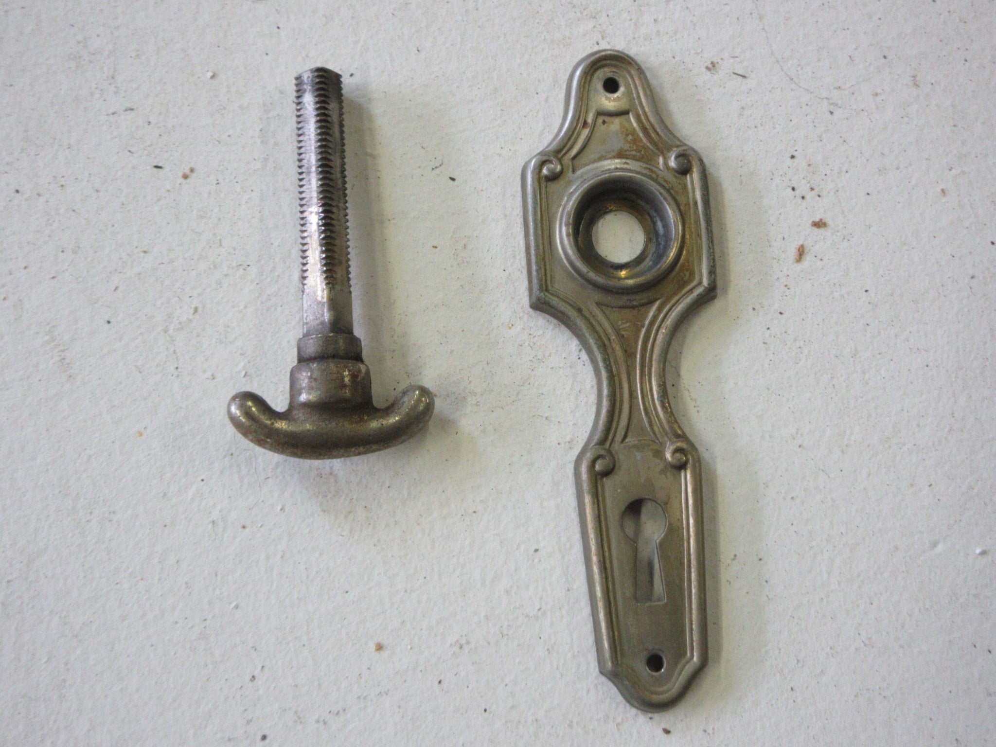 Vintage Brass Thumb Turn Lock and Backplate (Two Pieces)