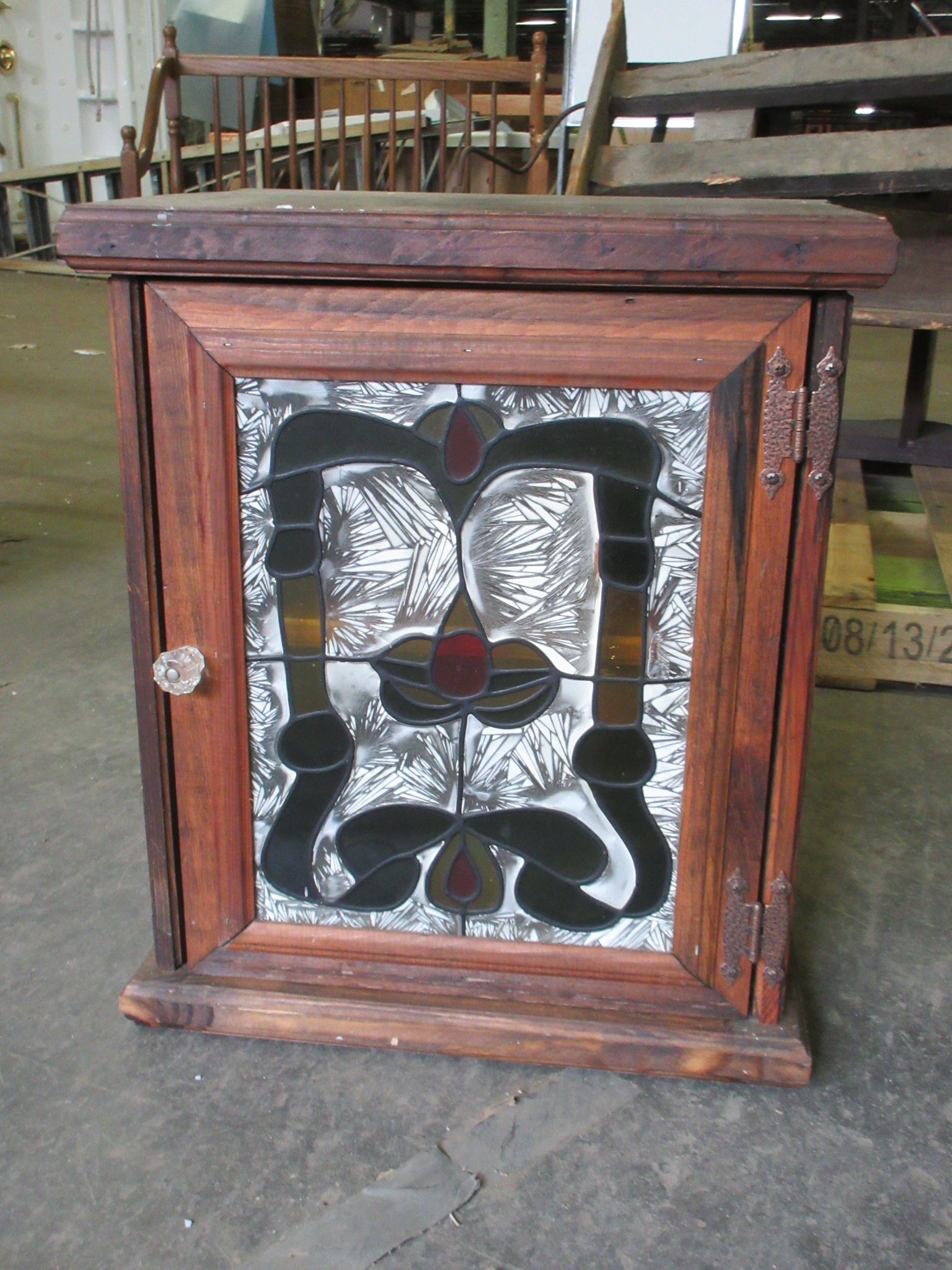 House of Woods Painted Glass Side Table with Storage