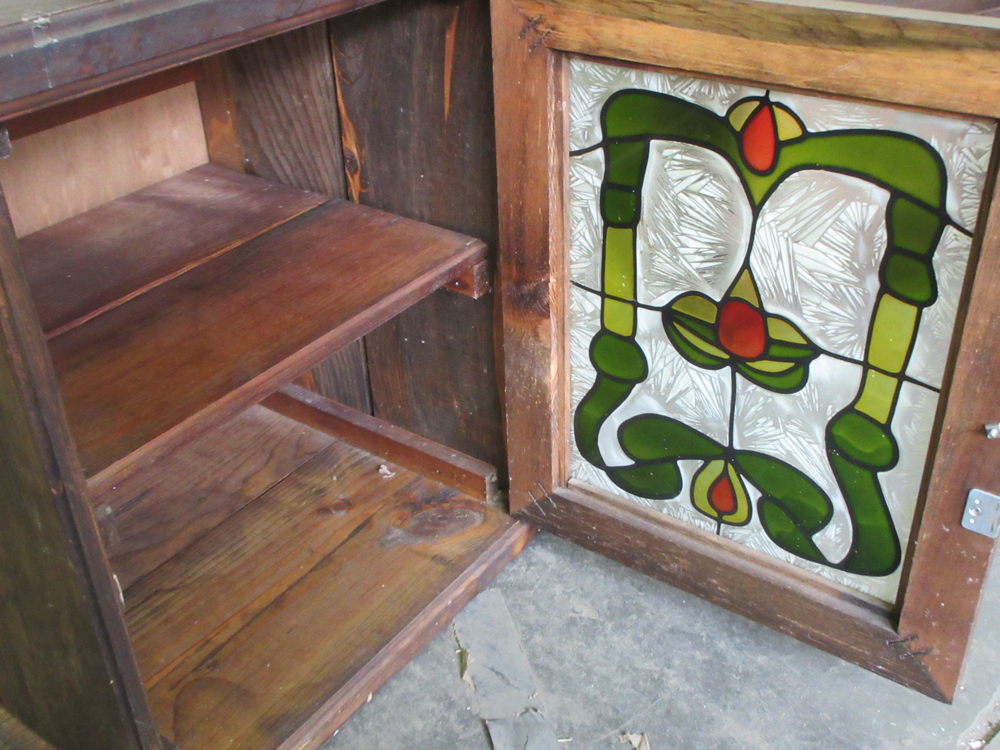 House of Woods Painted Glass Side Table with Storage