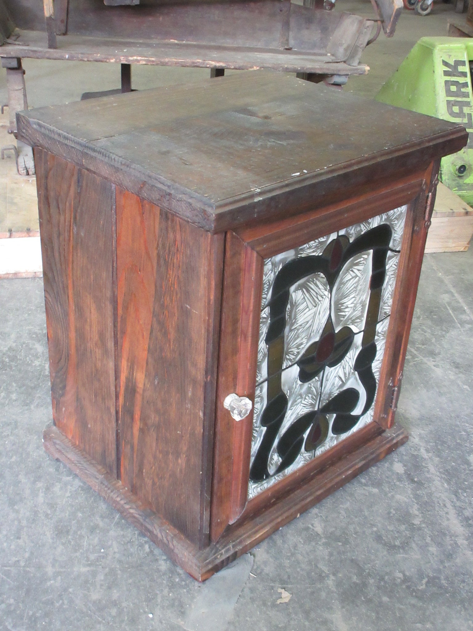 House of Woods Painted Glass Side Table with Storage