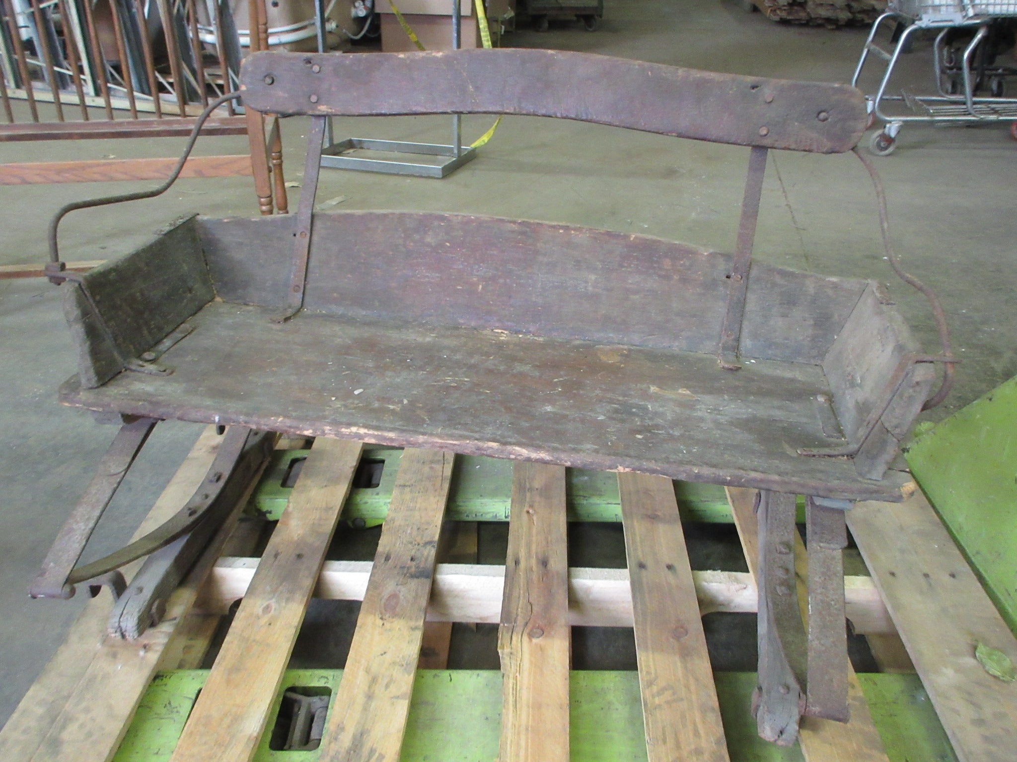 Antique Buggy Bench Seat with Cast Hardware
