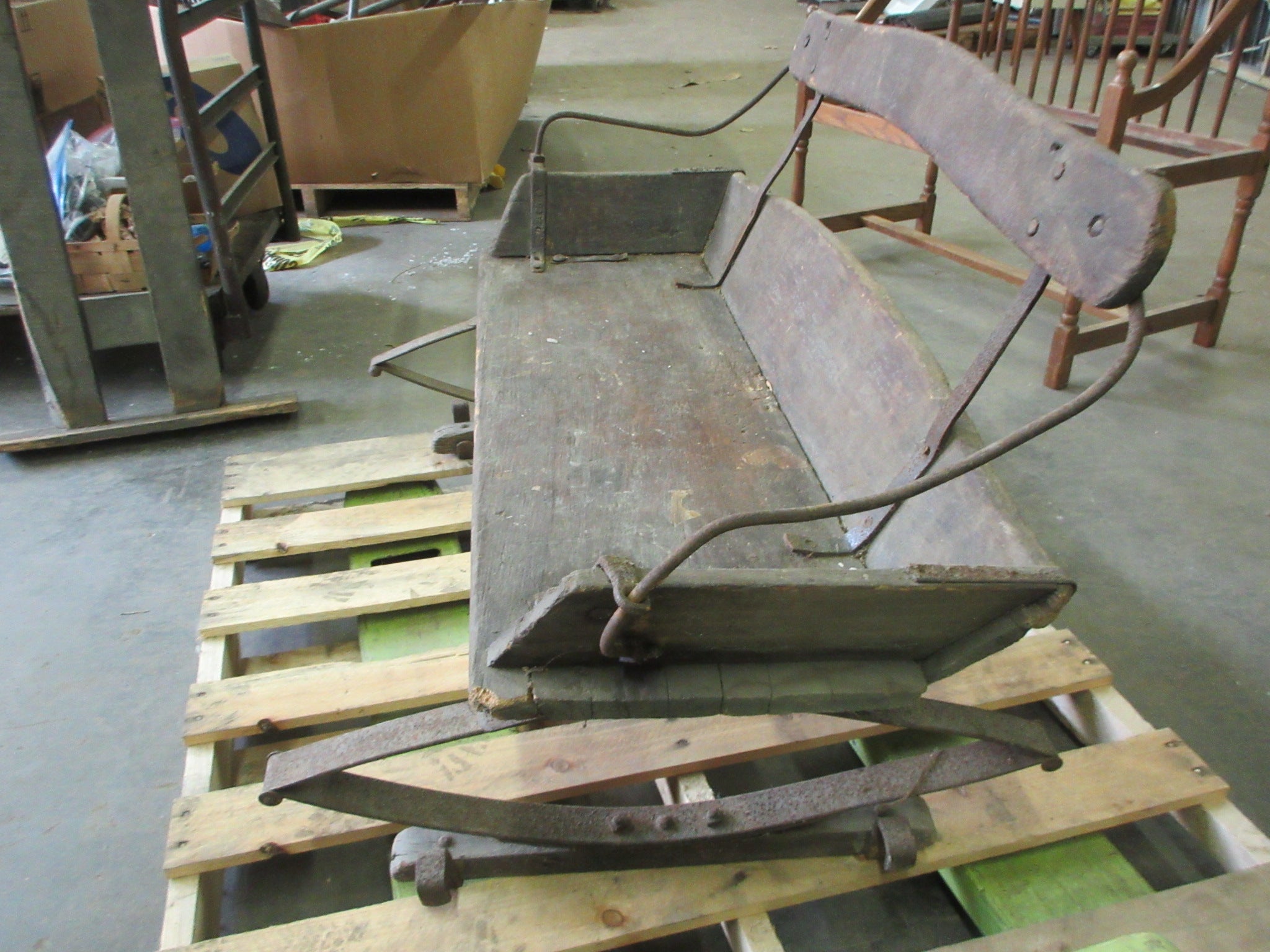 Antique Buggy Bench Seat with Cast Hardware