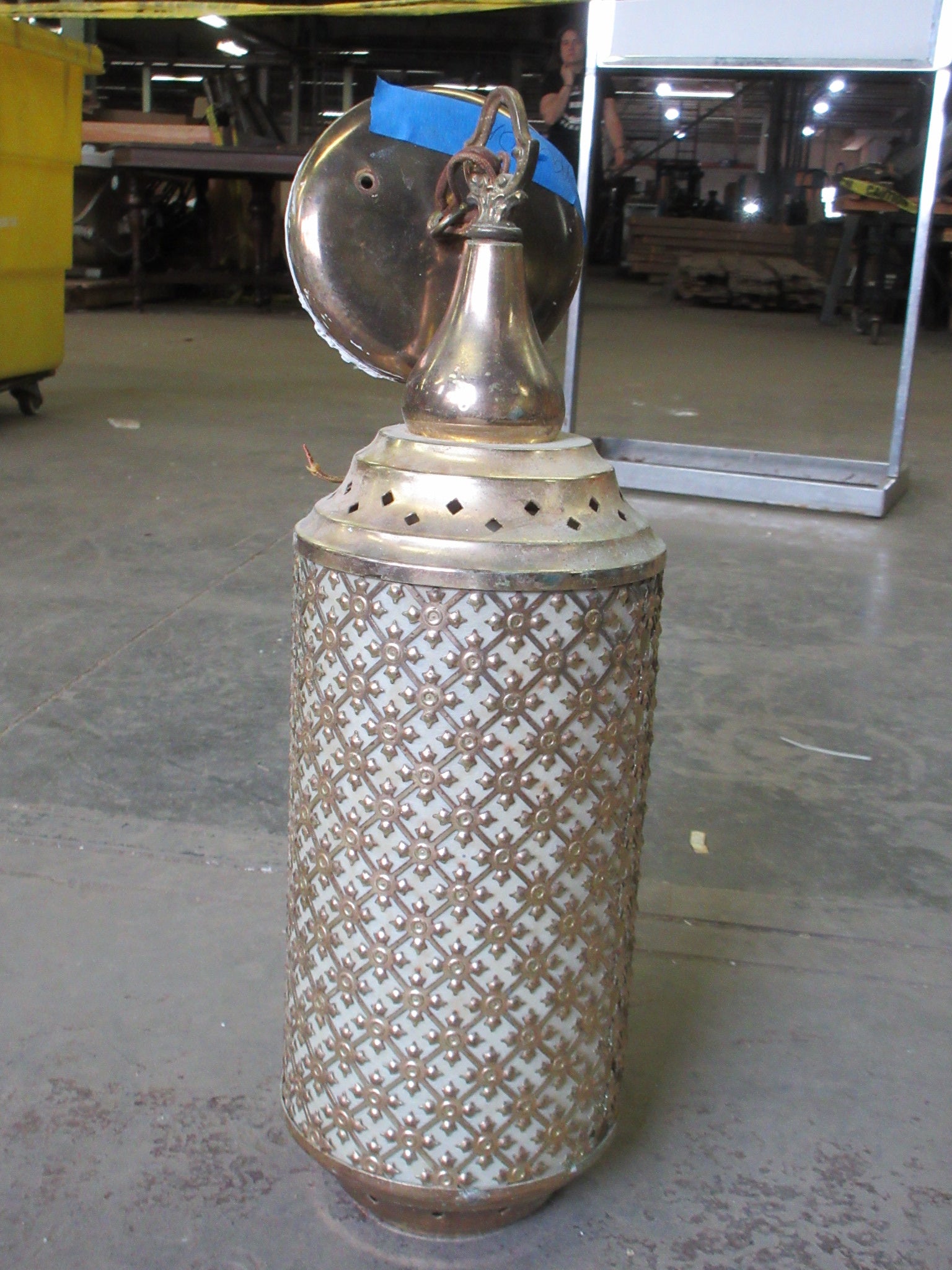 Vintage Embellished Punched Metal Lantern Light Fixture