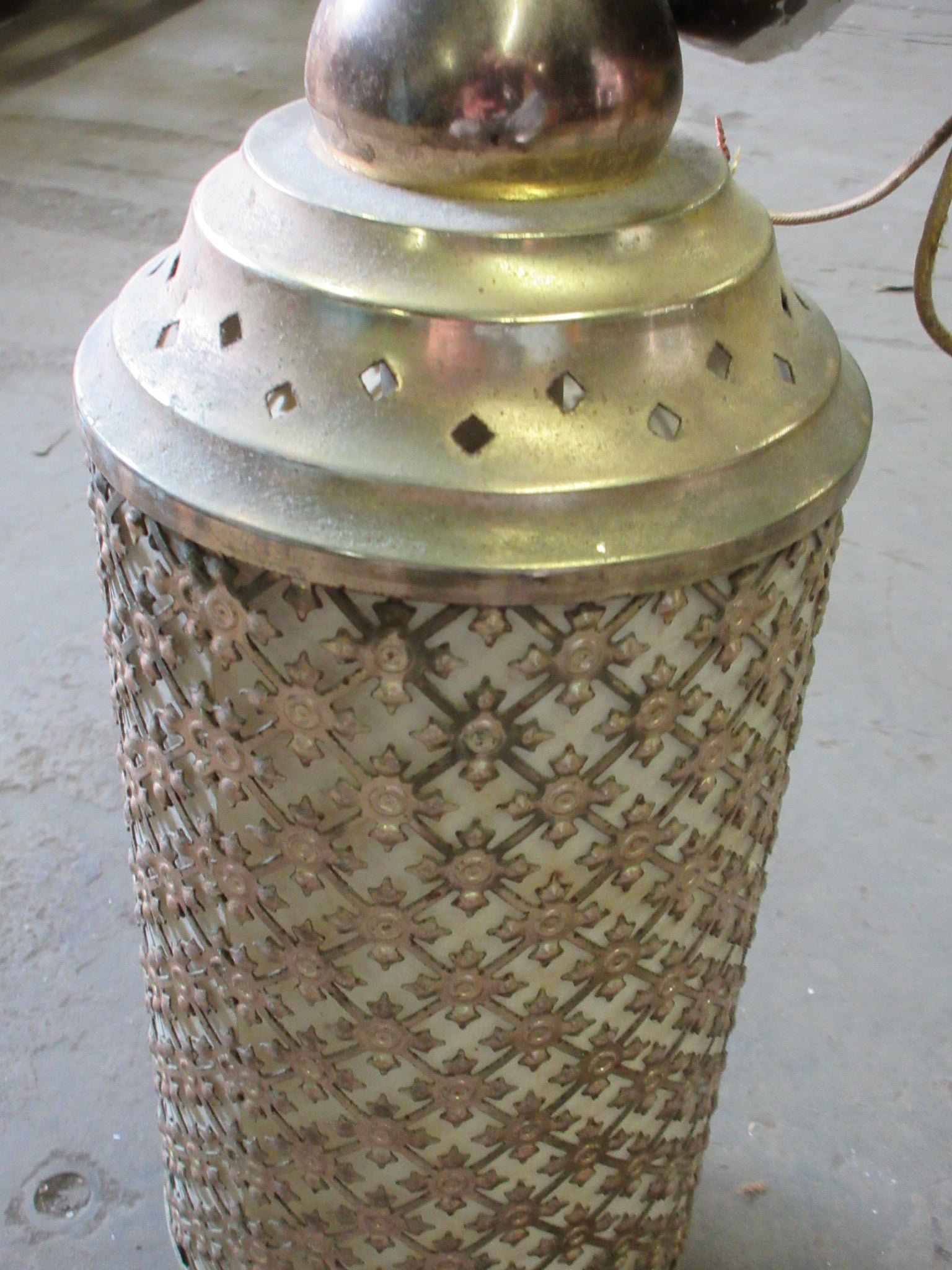 Vintage Embellished Punched Metal Lantern Light Fixture