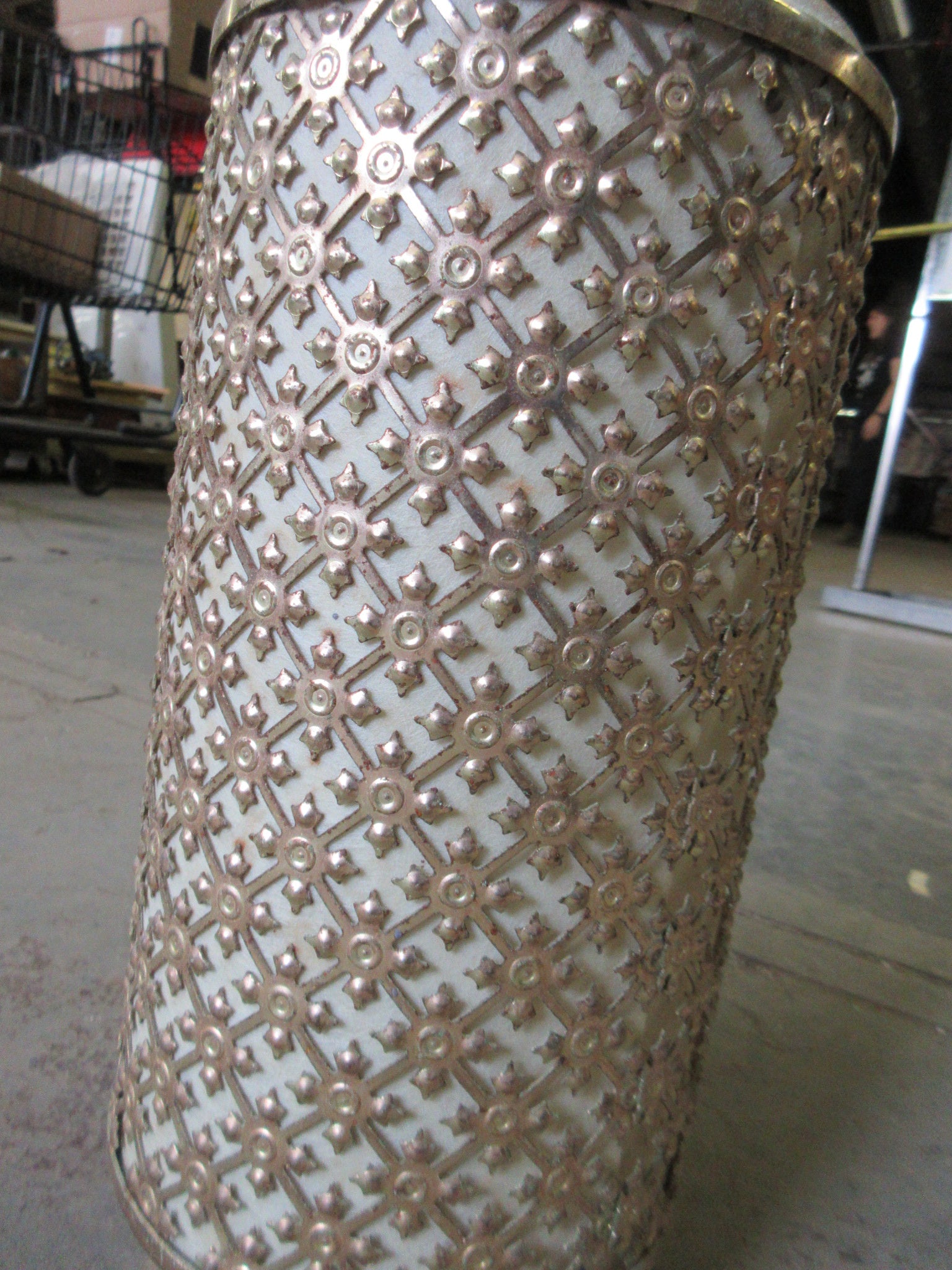 Vintage Embellished Punched Metal Lantern Light Fixture