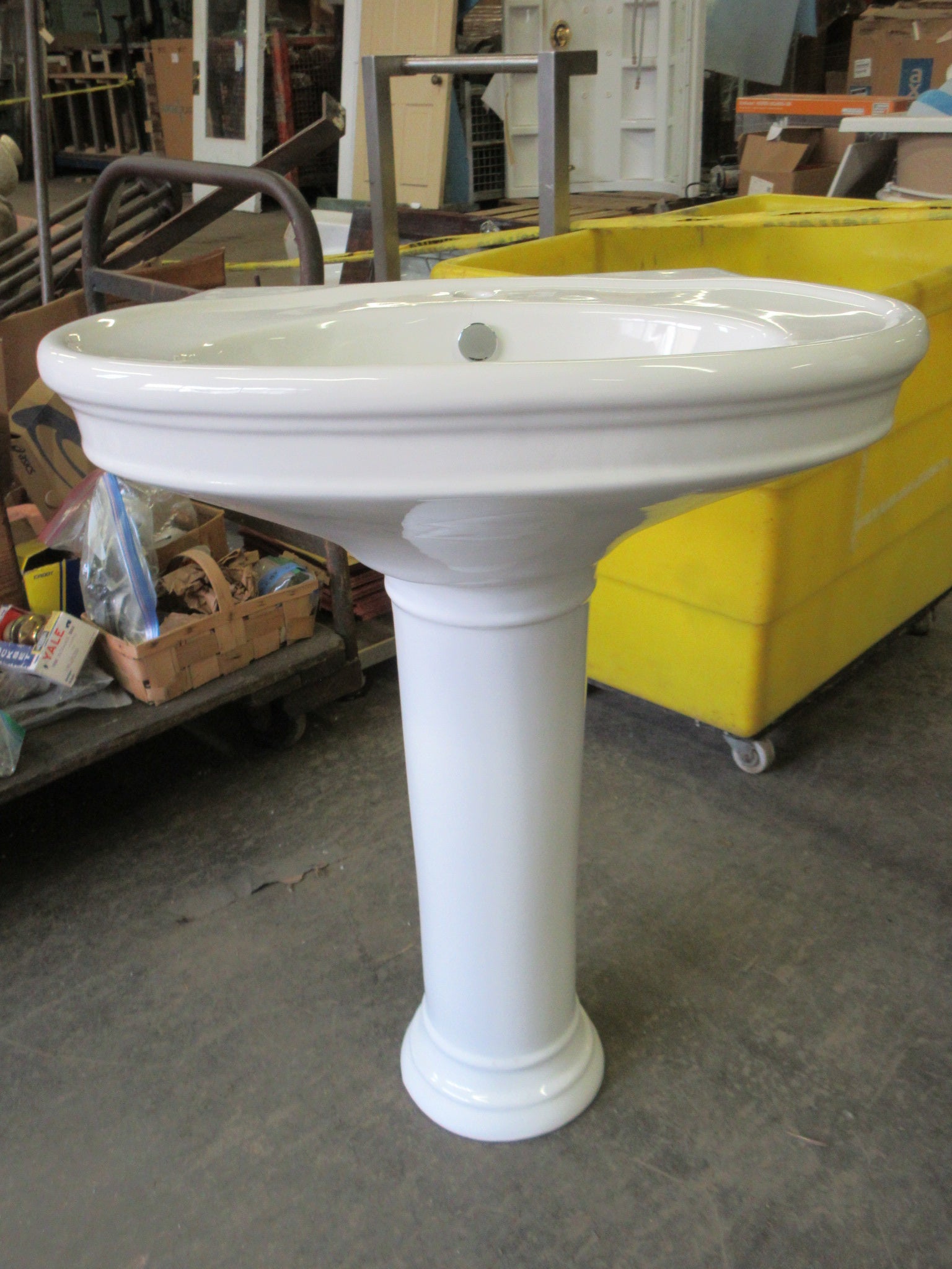 Ceramic Bathroom Pedestal Sink with Base (AS-IS)