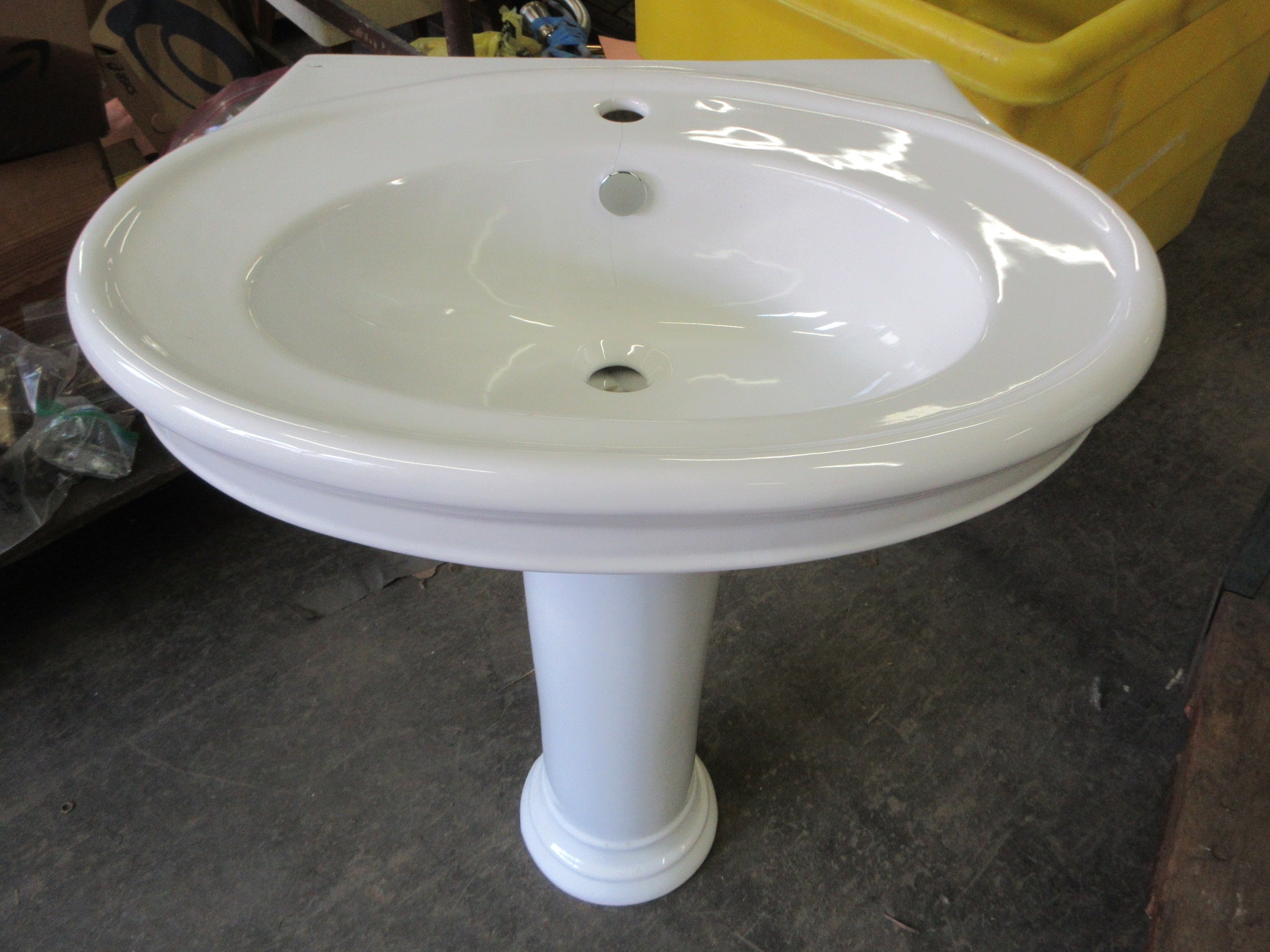 Ceramic Bathroom Pedestal Sink with Base (AS-IS)