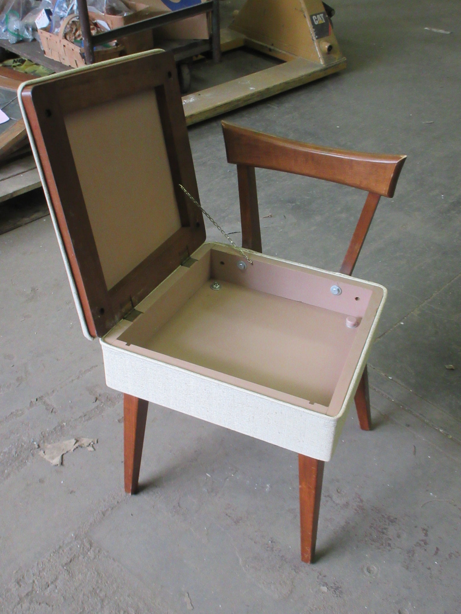 Mid Century Danish Sewing Chair with Storage