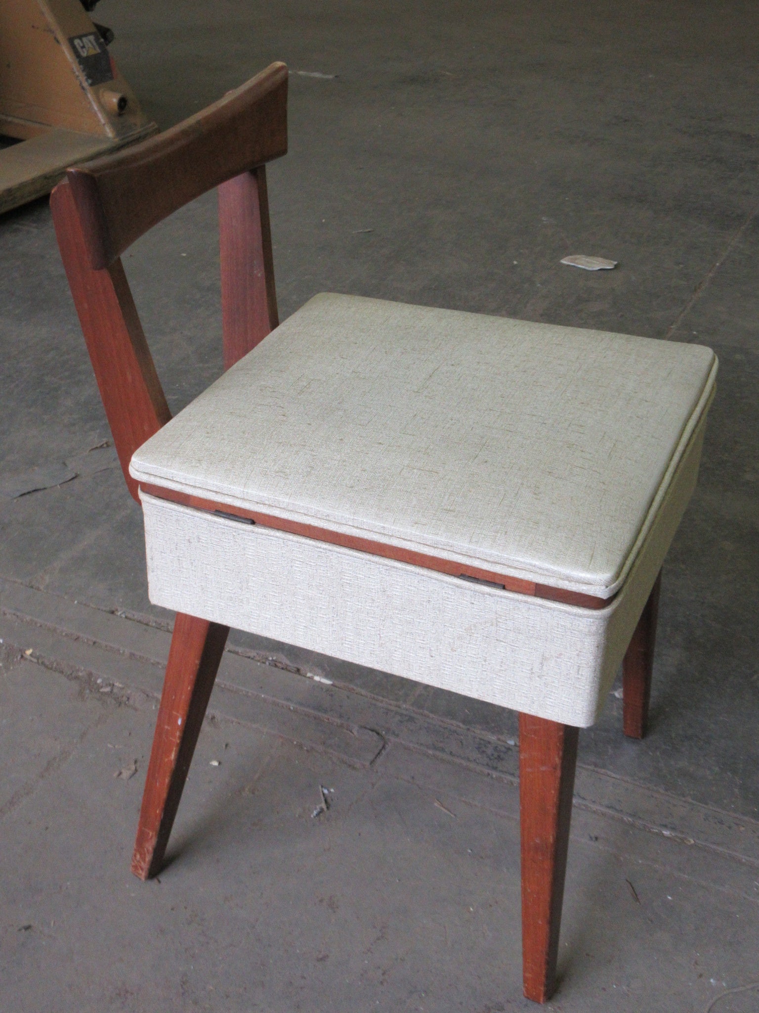 Mid Century Danish Sewing Chair with Storage