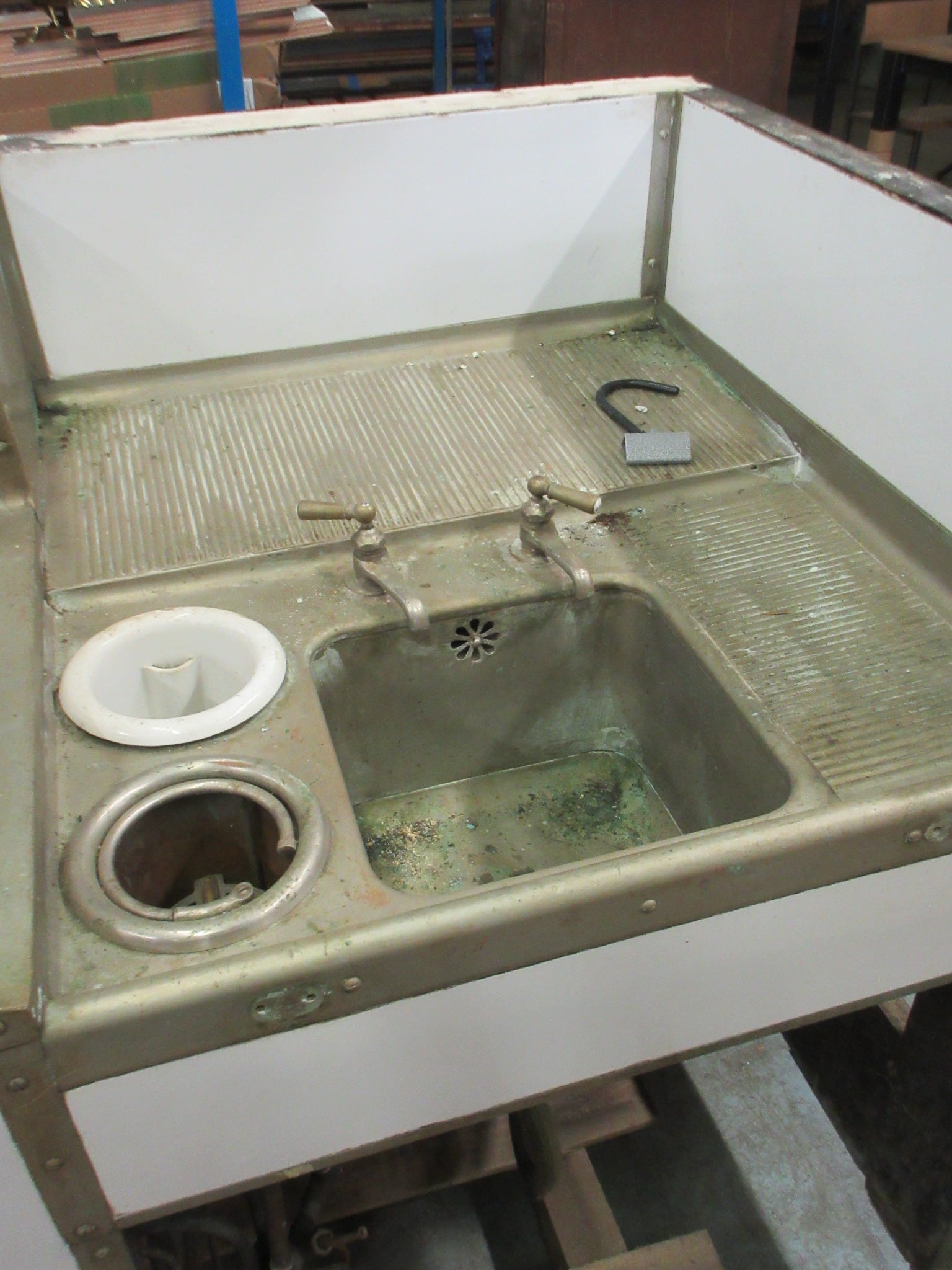 Vintage Knight Soda Fountain Counter w Virginia Marble Counter& Facade & Stool Seating (As Is)'