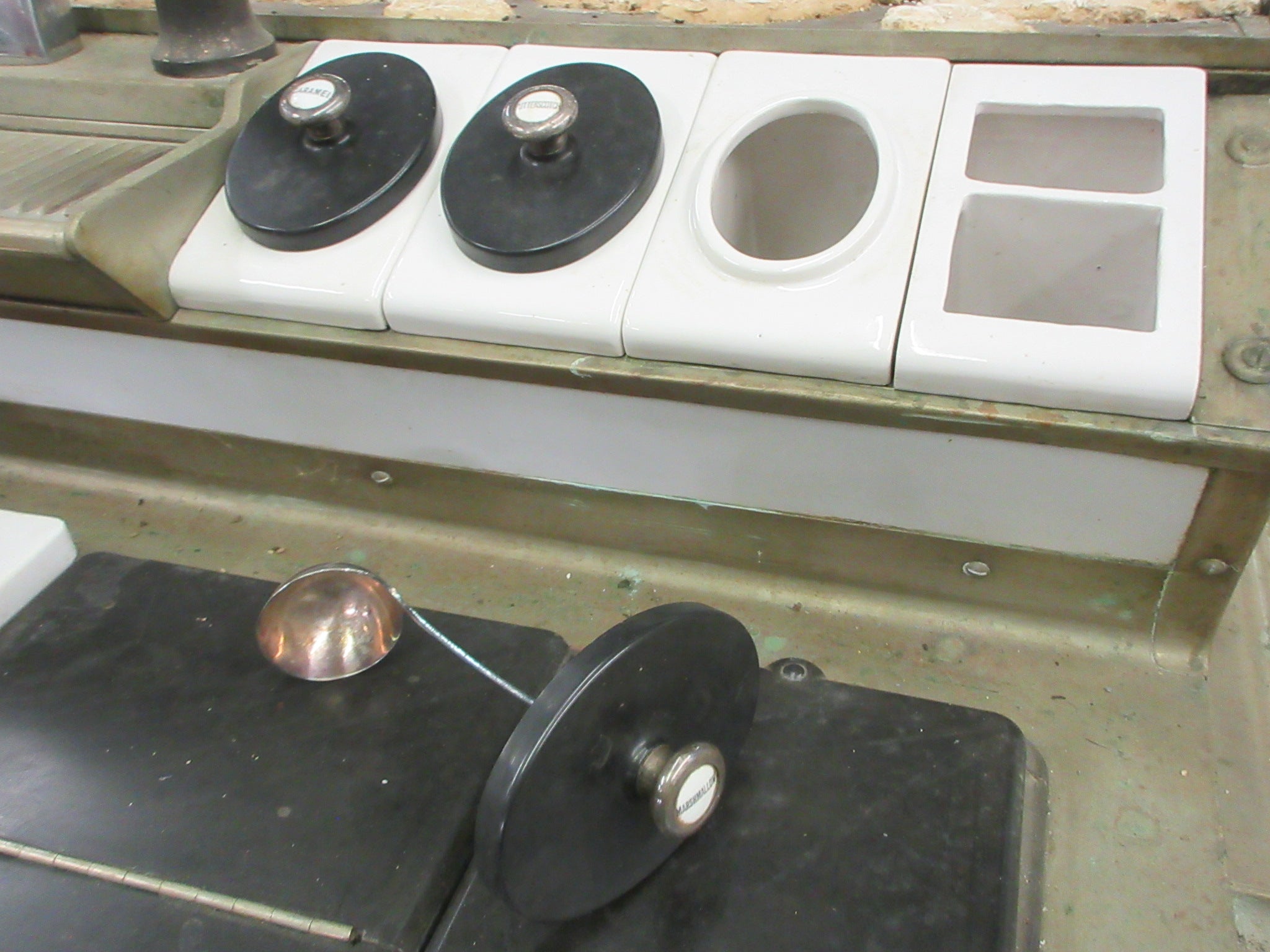 Vintage Knight Soda Fountain Counter w Virginia Marble Counter& Facade & Stool Seating (As Is)'
