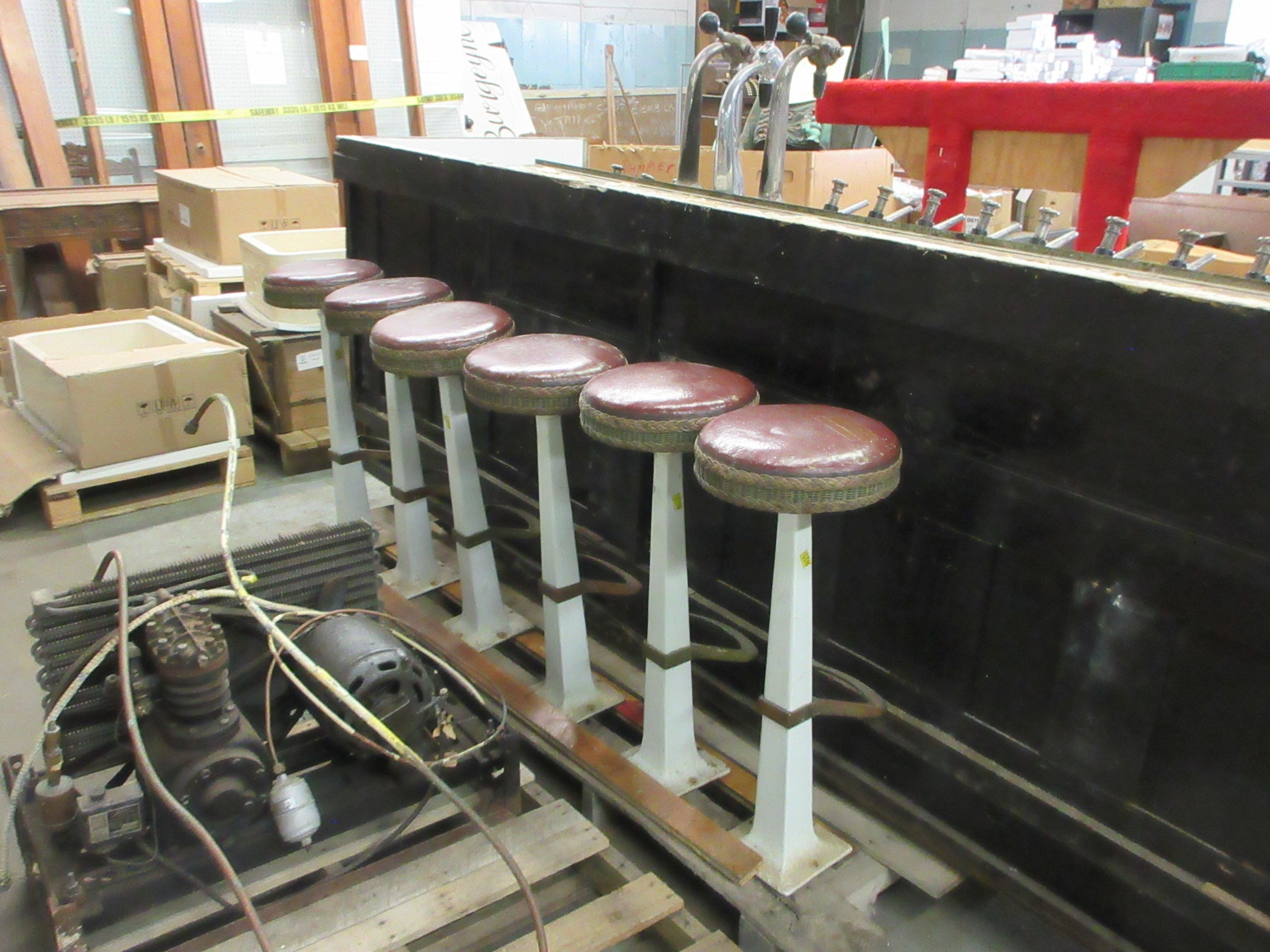Vintage Knight Soda Fountain Counter w Virginia Marble Counter& Facade & Stool Seating (As Is)'