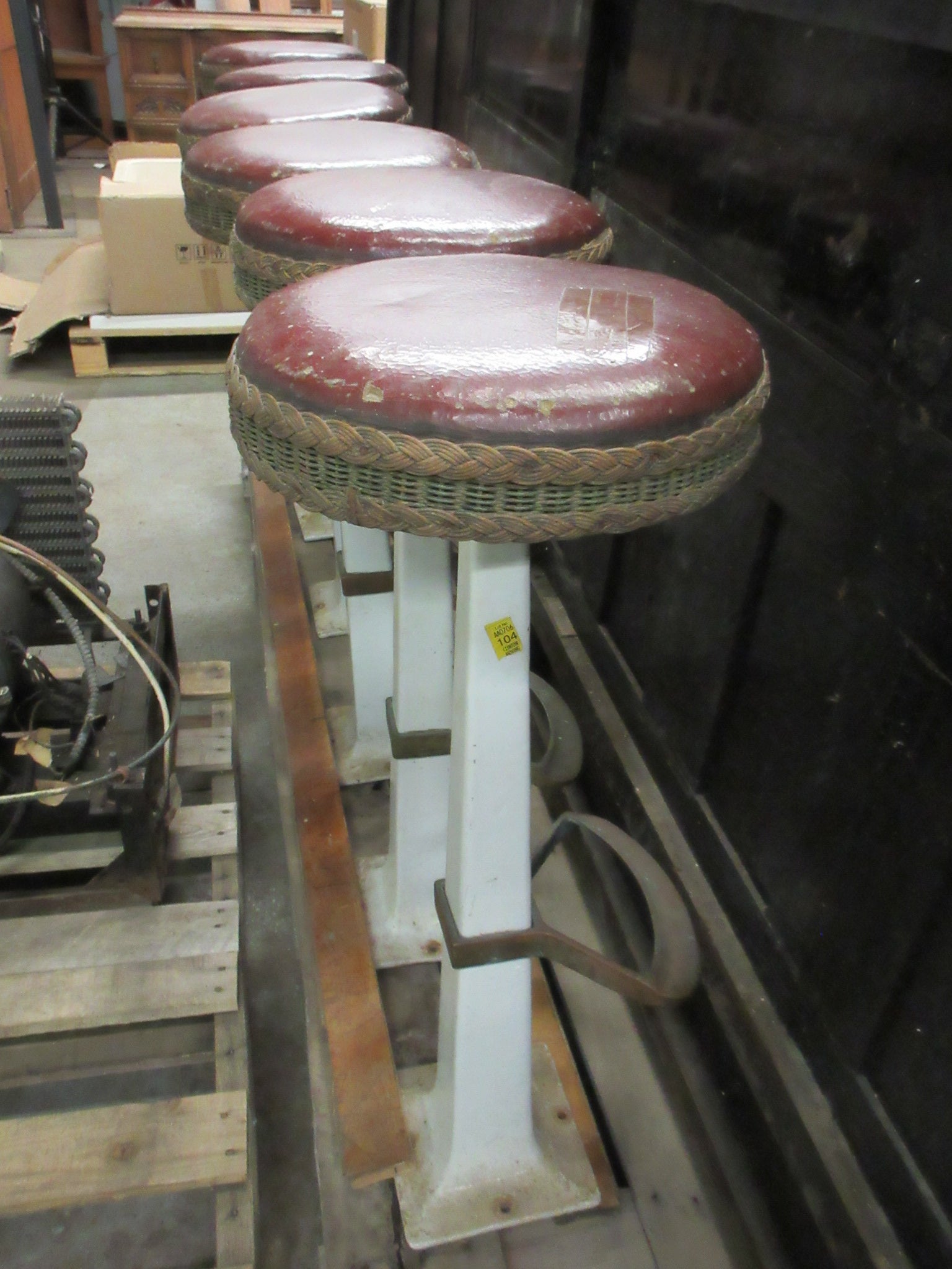 Vintage Knight Soda Fountain Counter w Virginia Marble Counter& Facade & Stool Seating (As Is)'