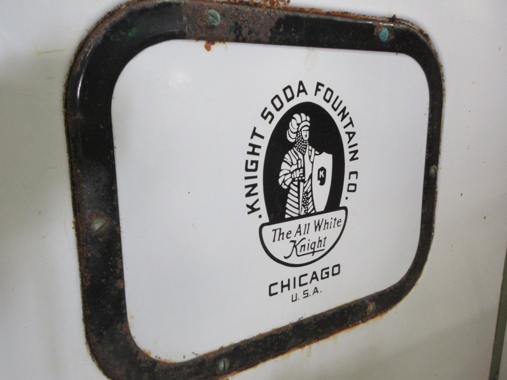 Vintage Knight Soda Fountain Counter w Virginia Marble Counter& Facade & Stool Seating (As Is)'