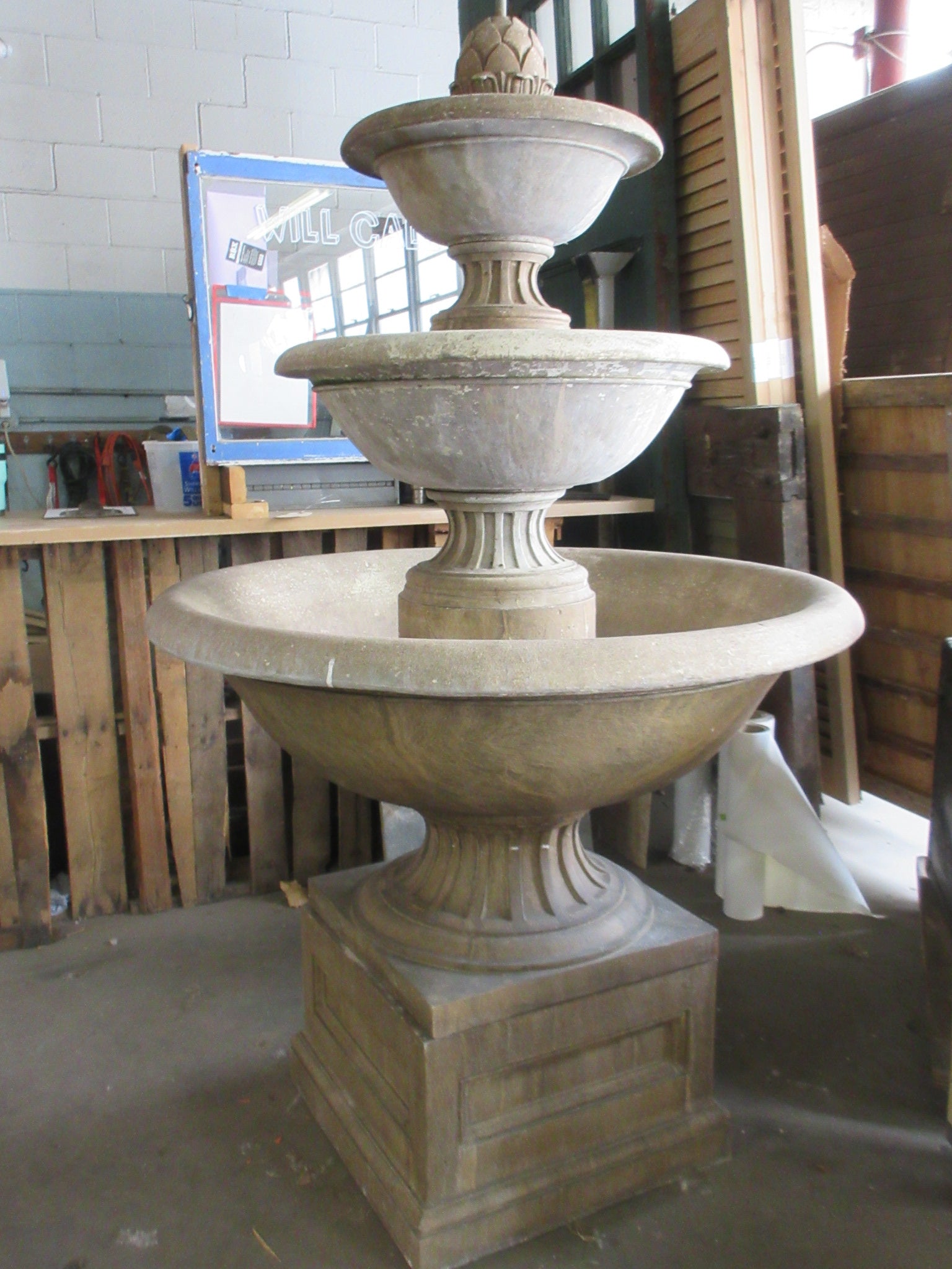 Campania Concrete Three Tier Fountain with Base 6 1/2'