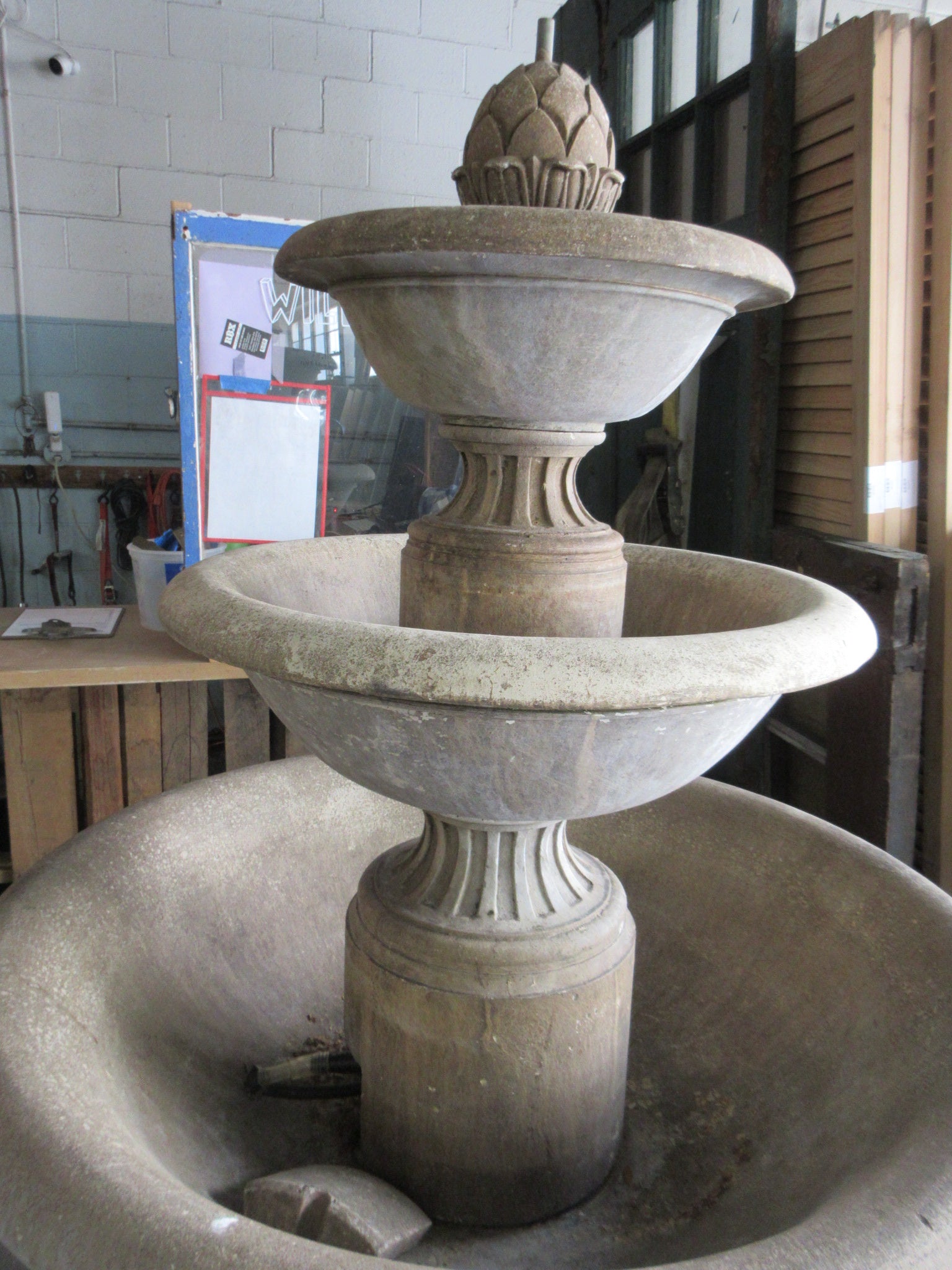 Campania Concrete Three Tier Fountain with Base 6 1/2'