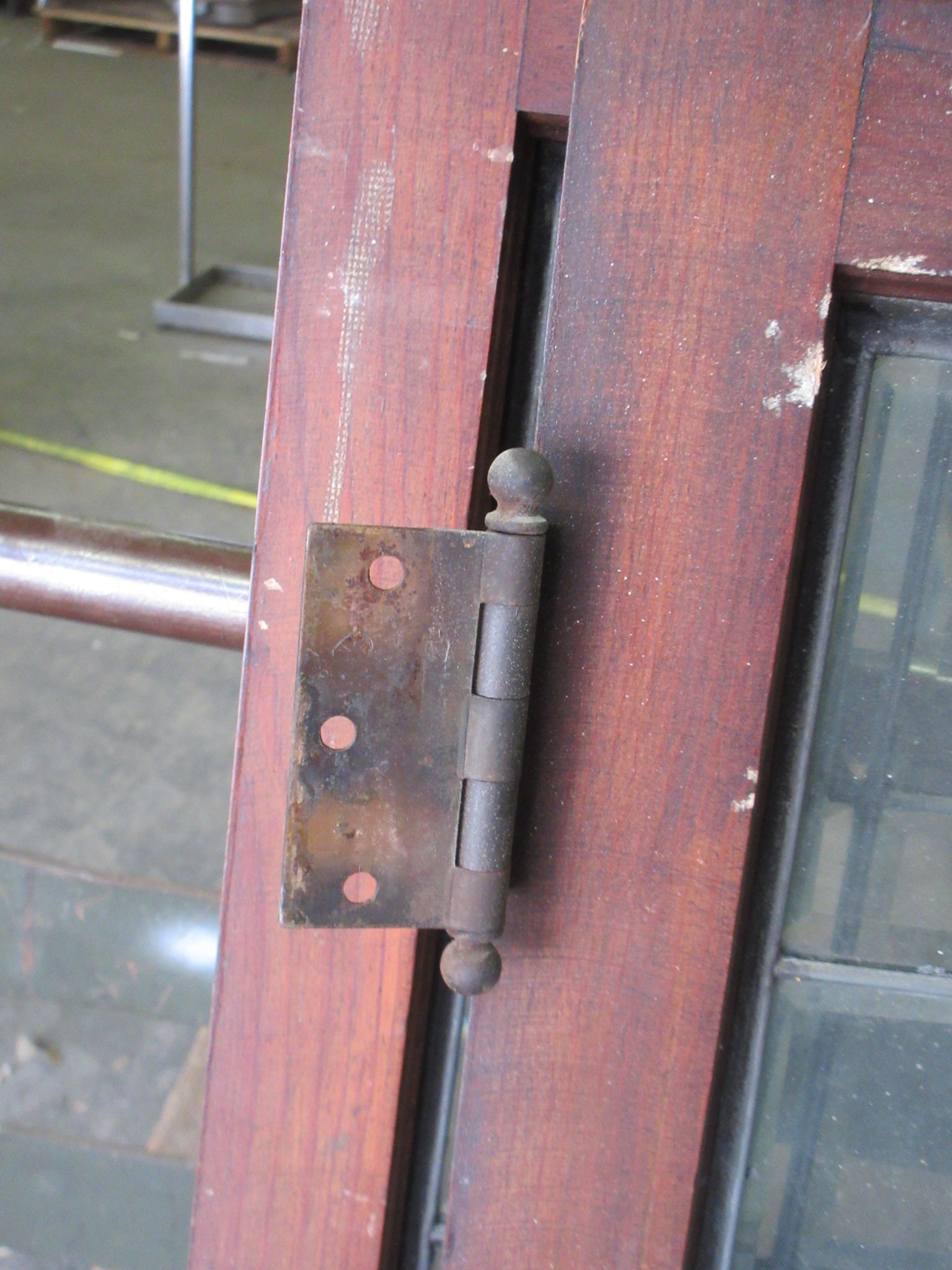 Pair of Leaded Glass Cabinet Doors with Latches (Set of Two)