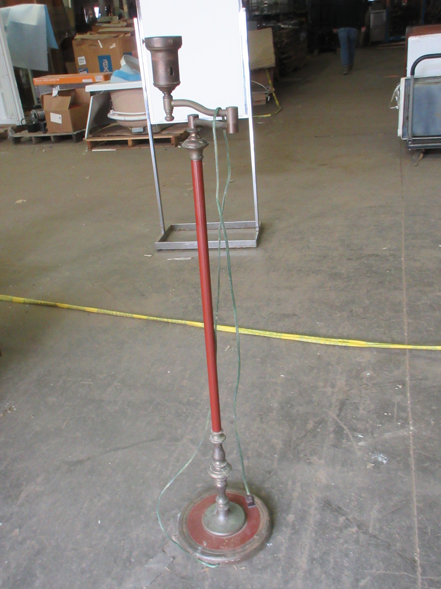 Vintage Adjustable Arm Floor Lamp with Brass Accent